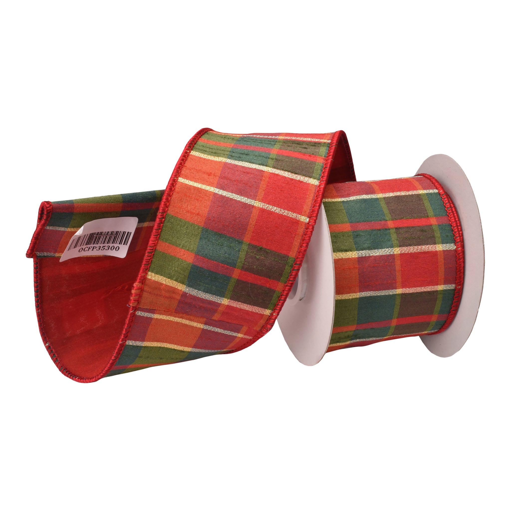 64mm Red Green Tartan Ribbon 9.14 Mts L - Seasonal Decor