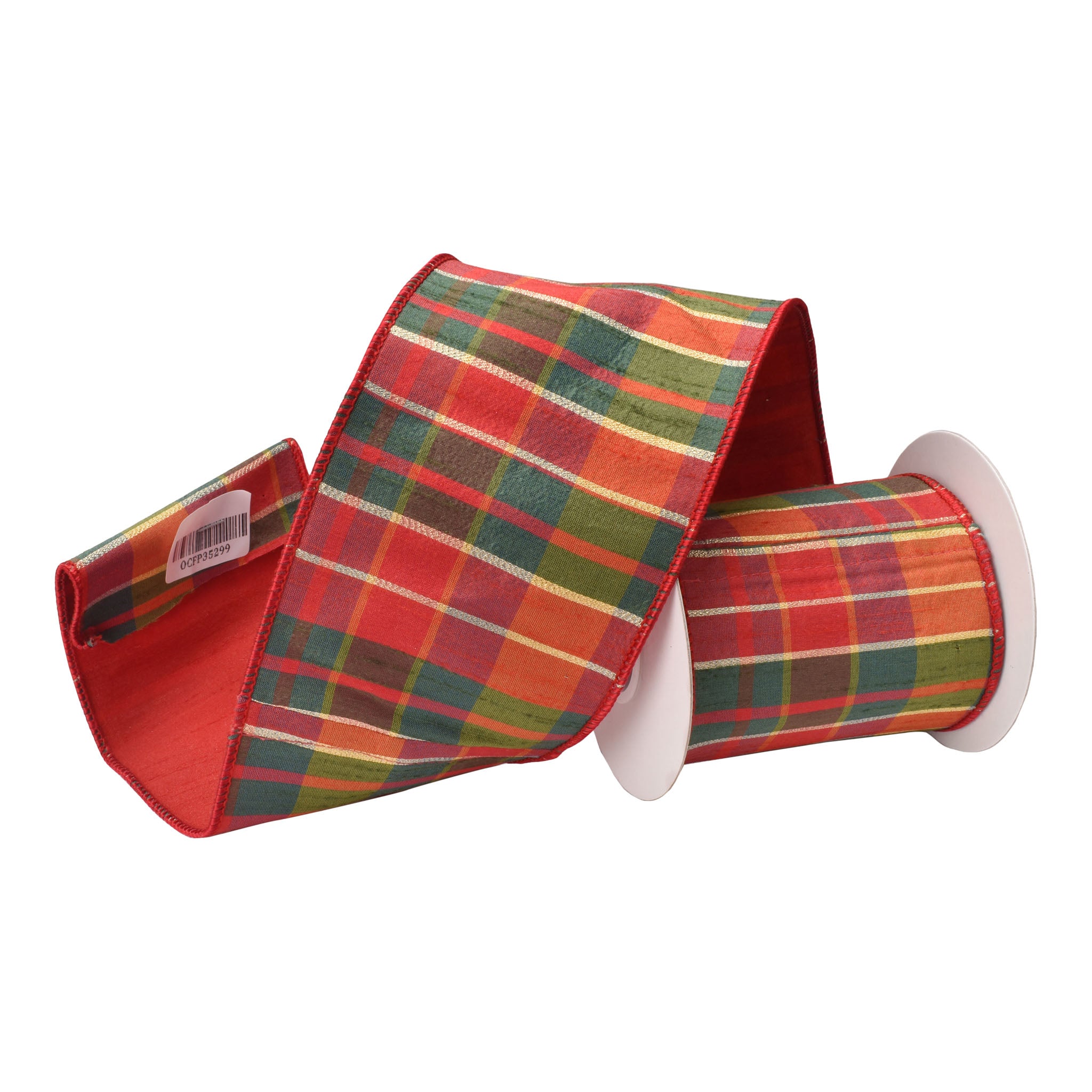 100mm Red Green Tartan Ribbon 9.14 Mts L - Seasonal Decor