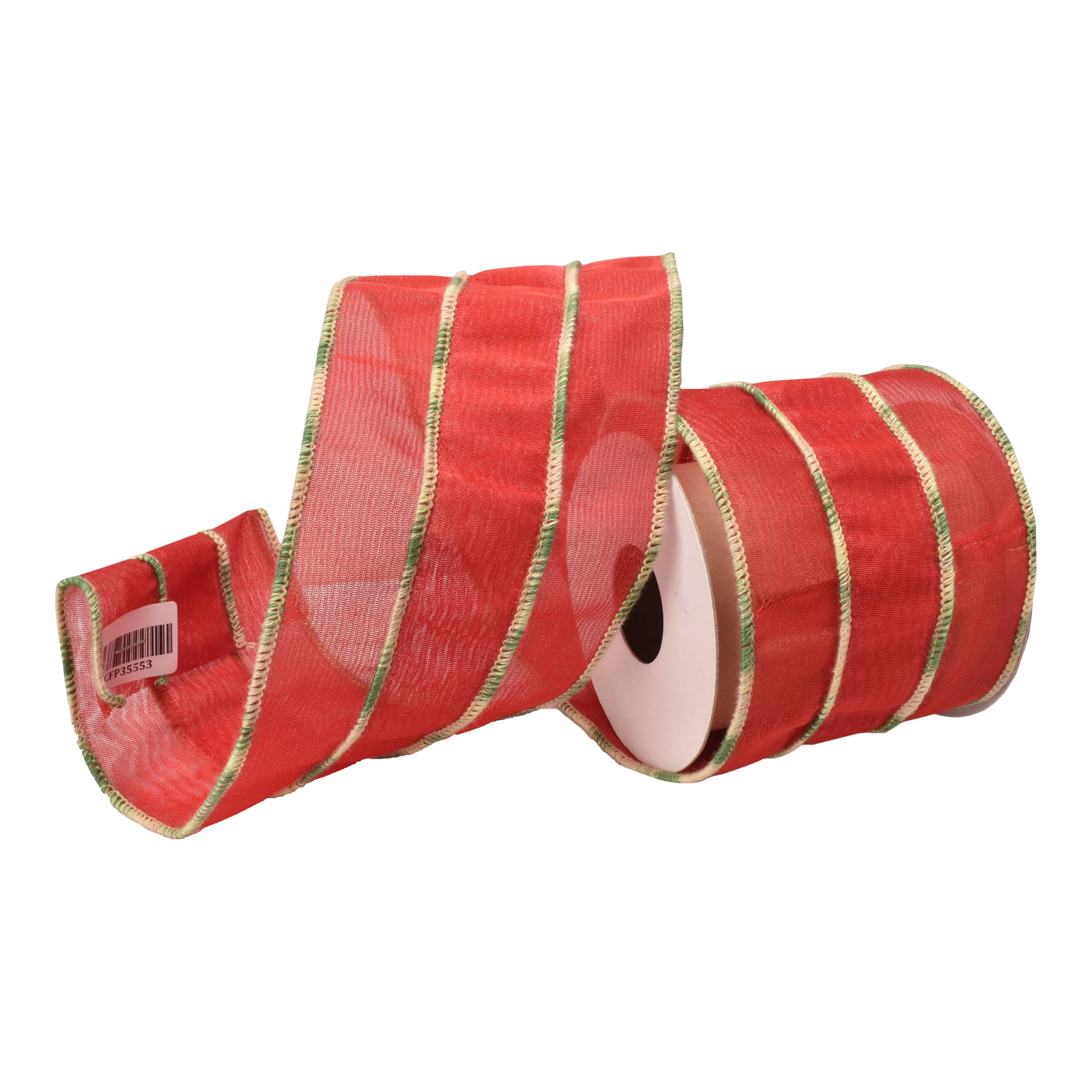 100mm Red Green Trim Ribbon 9.14 Mts L - Seasonal Decor