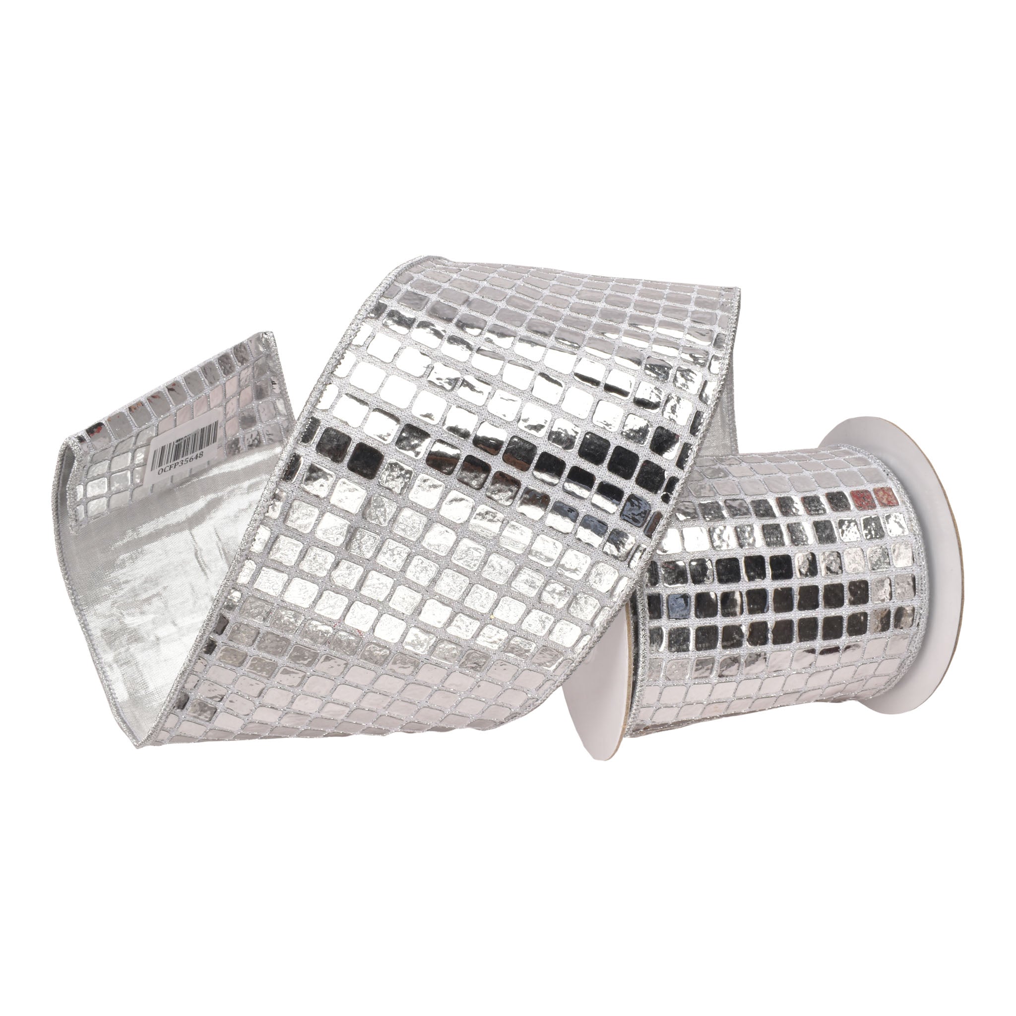 100mm Silver Disco Ball Ribbon 9.14 Mts L - Seasonal Decor