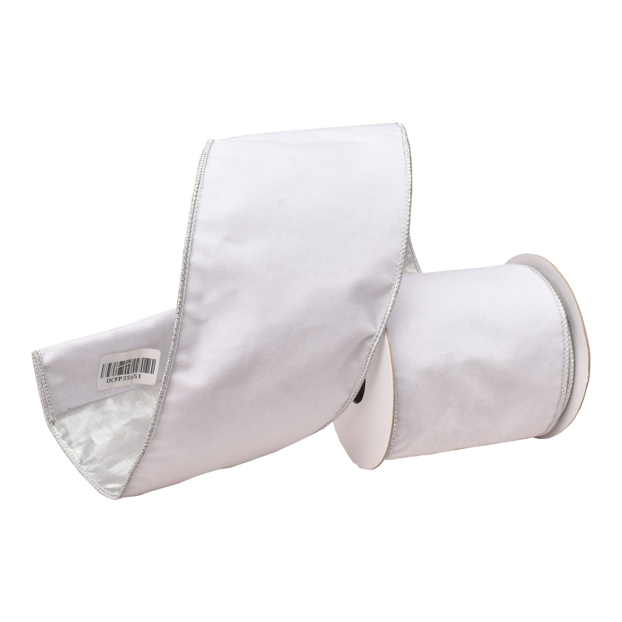 100mm White Velvet Ribbon 9.14 Mts L - Seasonal Decor
