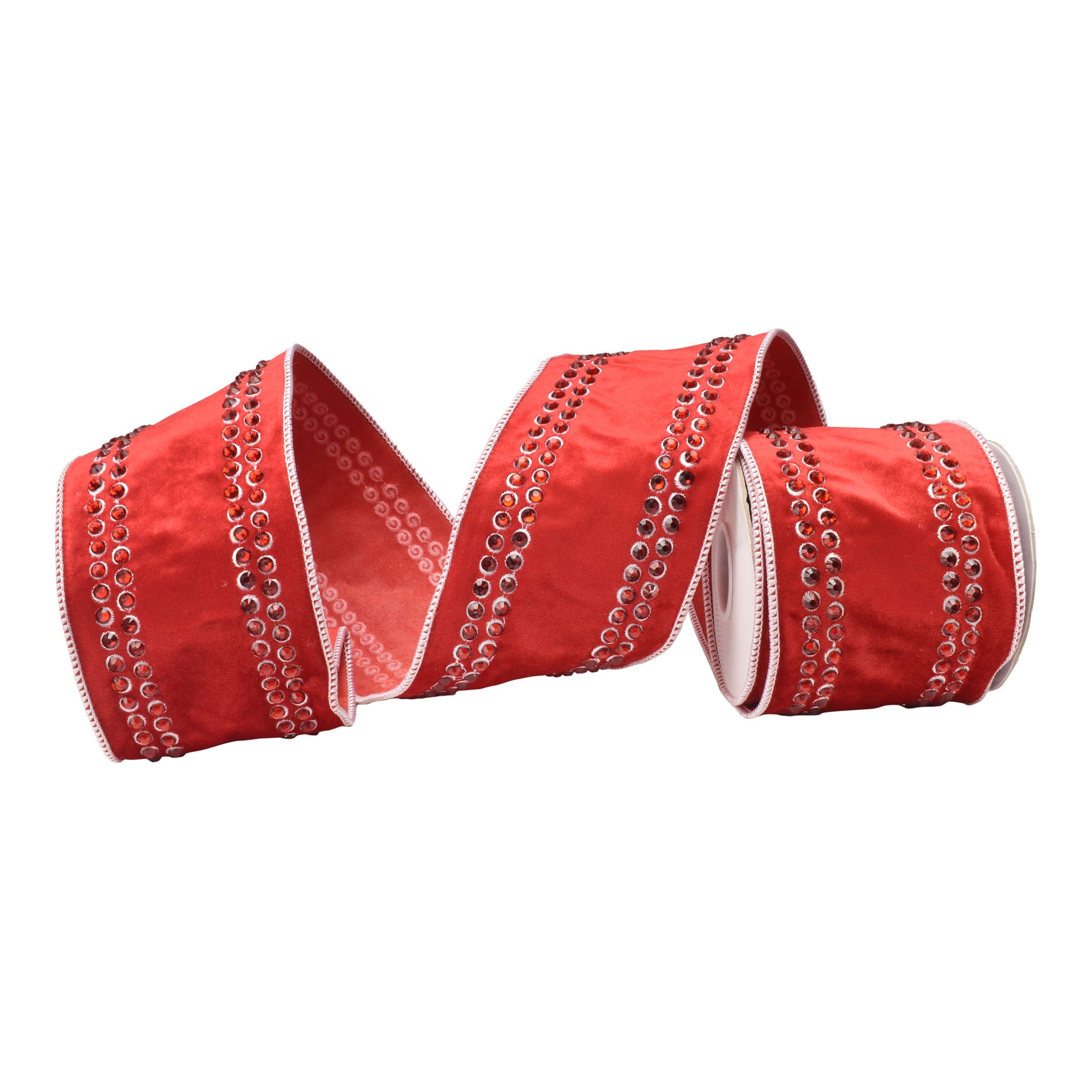 100mm Red Beaded Edge Ribbon 9.14 Mts L - Seasonal Decor