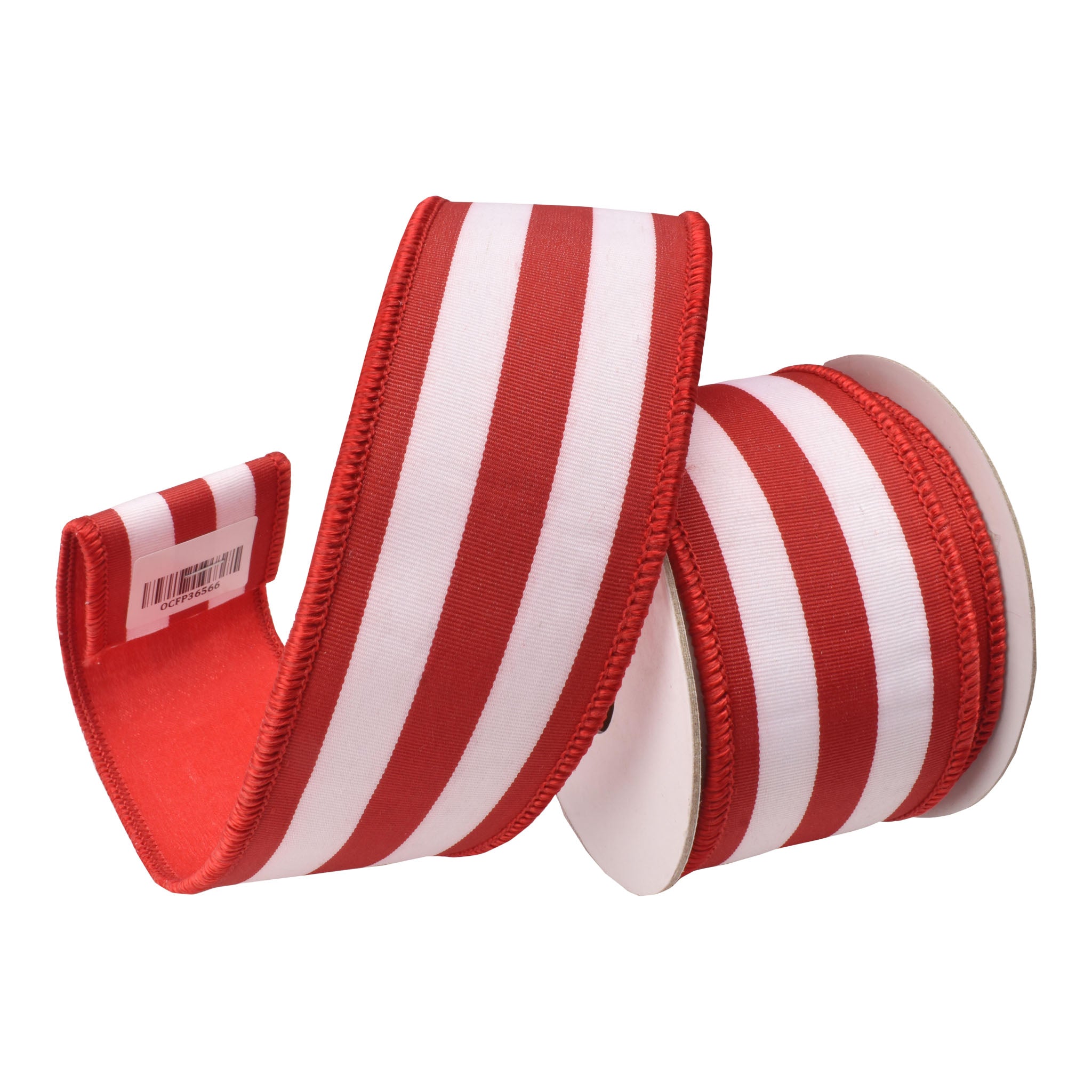 90mm Red White Stripe Ribbon 9.14 Mts L - Seasonal Decor