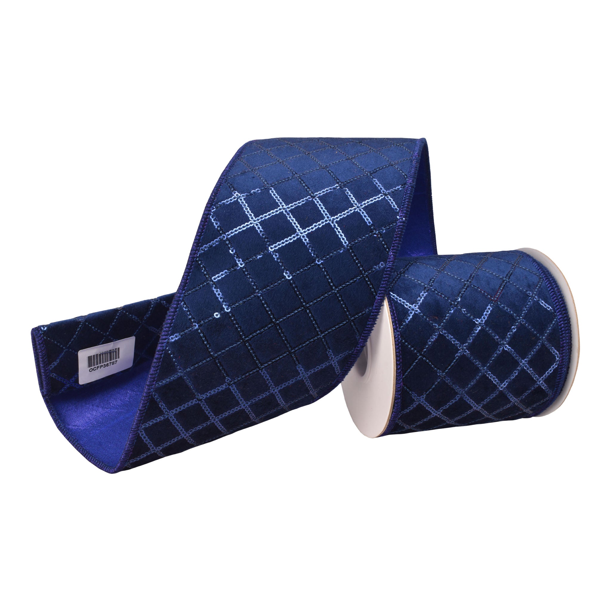 100mm Blue Diamond Ribbon 9.14 Mts L - Seasonal Decor