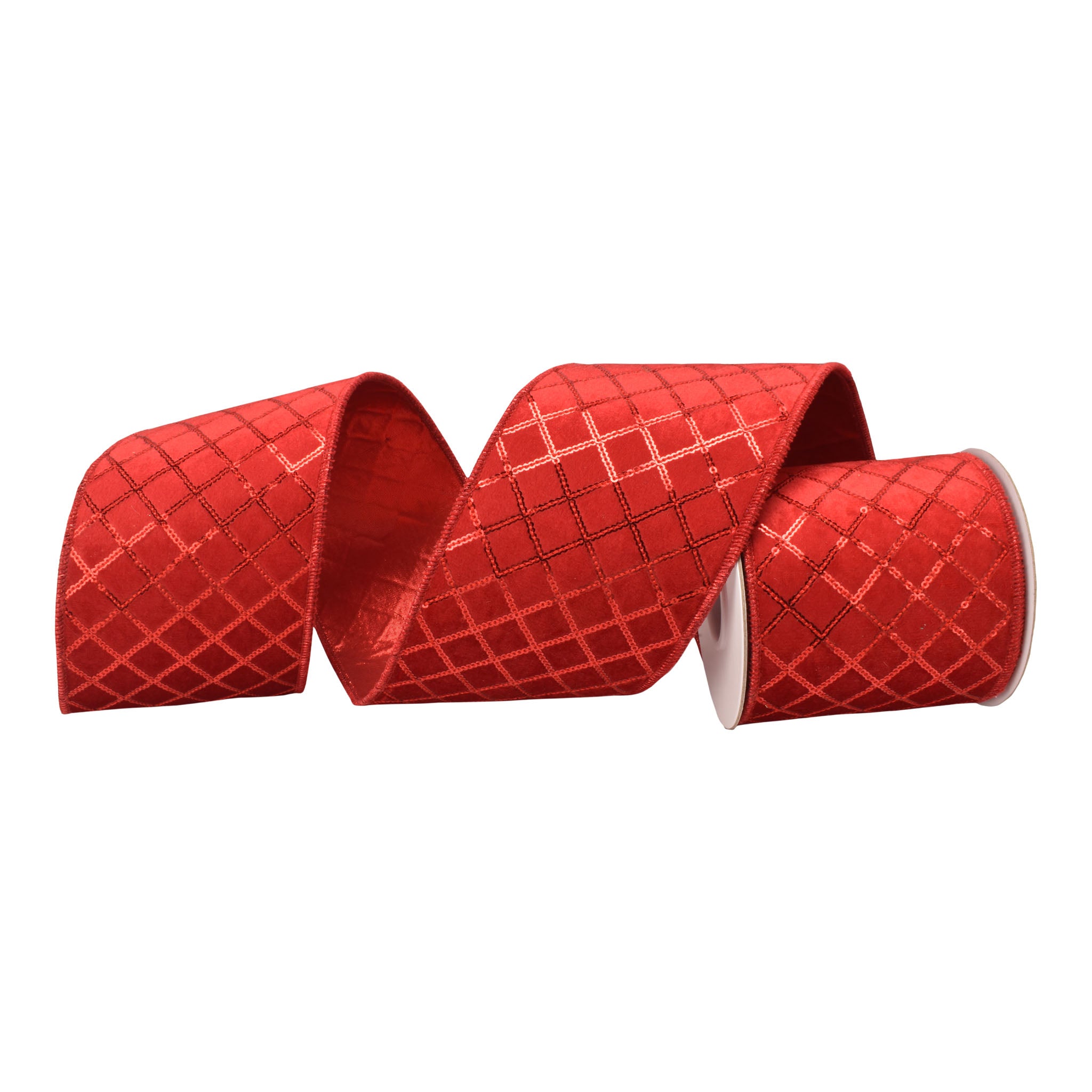 100mm Red Diamond Ribbon 9.14 Mts L - Seasonal Decor