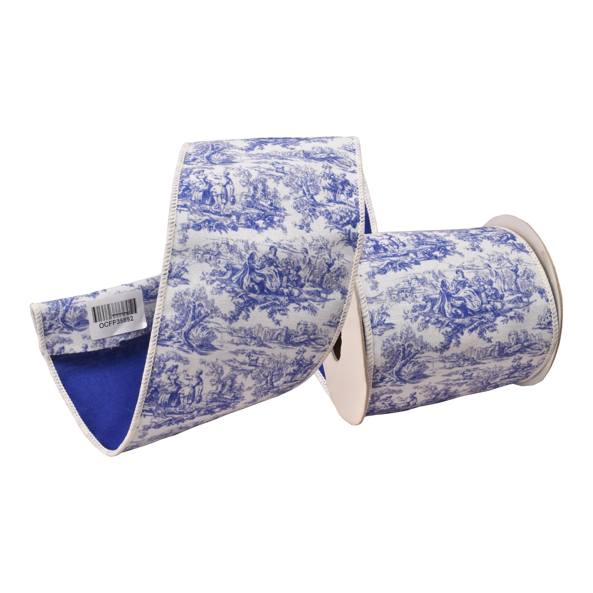 100mm Blue White Chinoiserie Ribbon 9.14 Mts L - Seasonal Decor