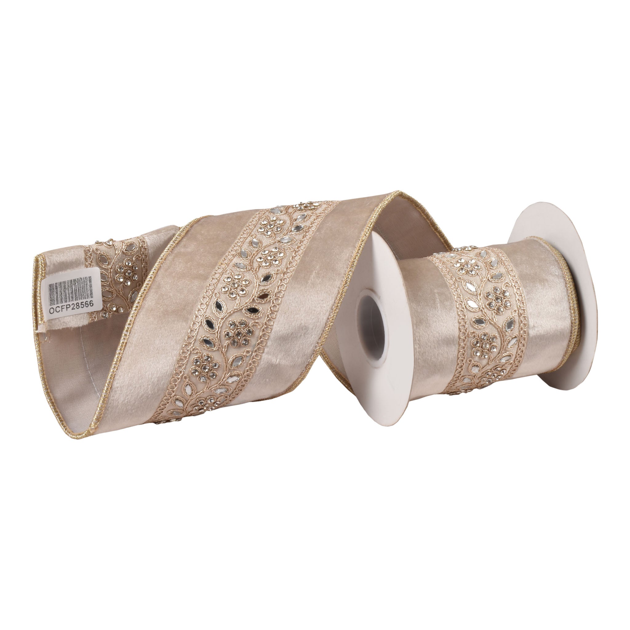 100mm Champagne Gold Trim Ribbon 9.14 Mts L - Seasonal Decor
