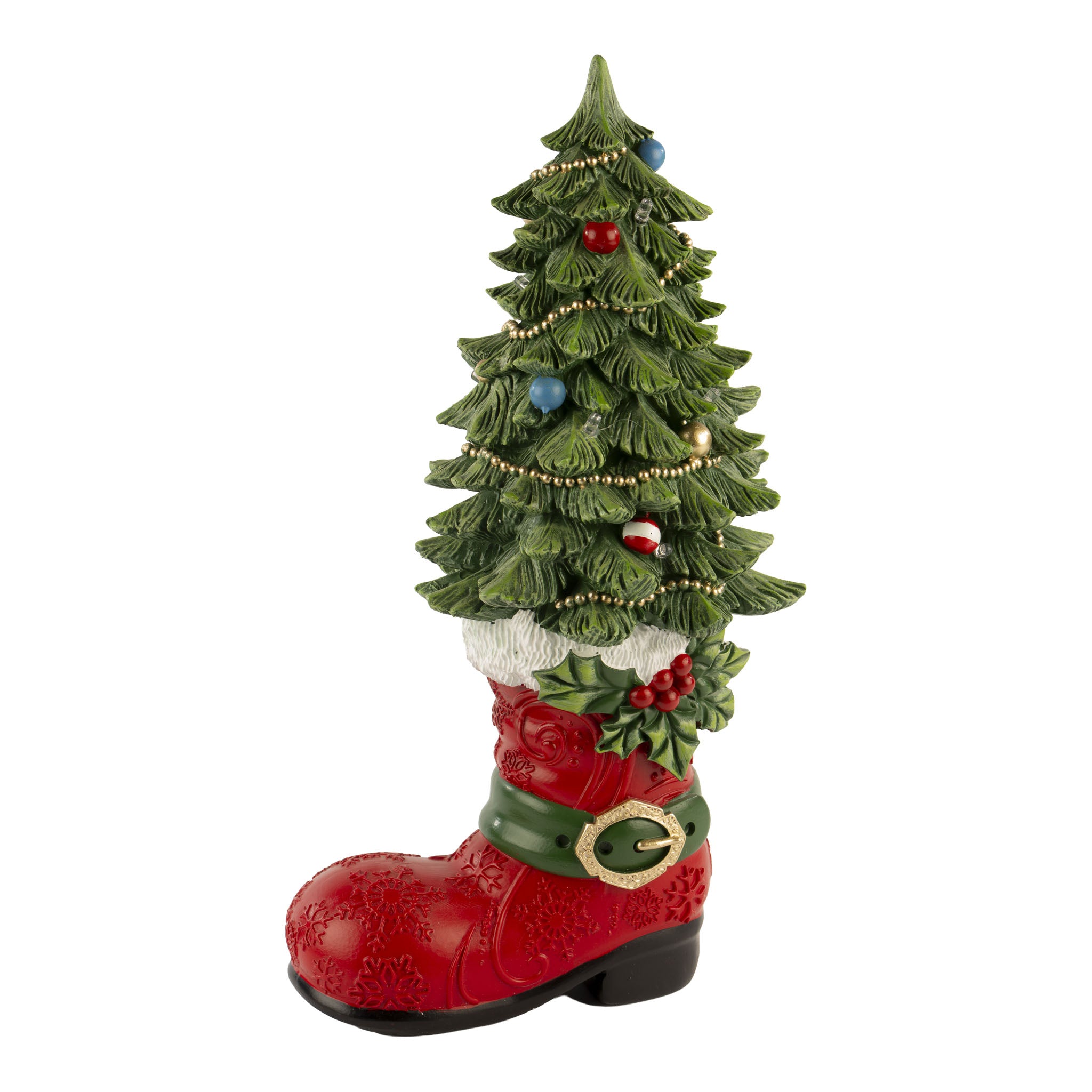 38cm LED Christmas Tree in Santa Boot - Seasonal Decor