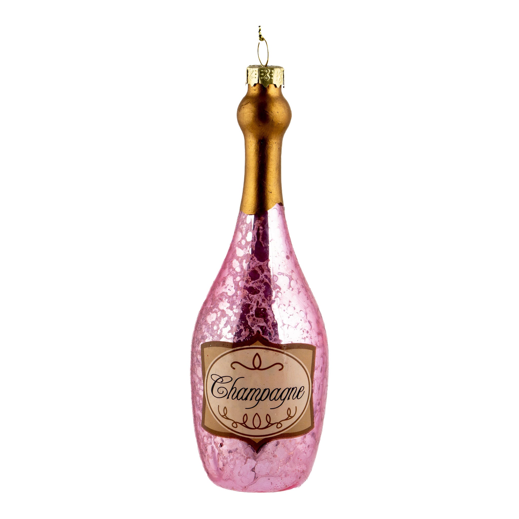 14cm Pink Champagne Bottle Hanging - Seasonal Decor