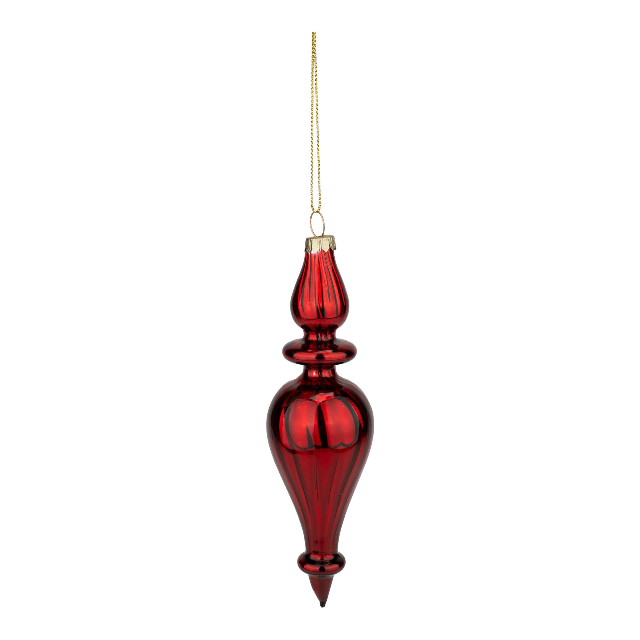 15cm Red Glass Finial Hanging - Seasonal Decor