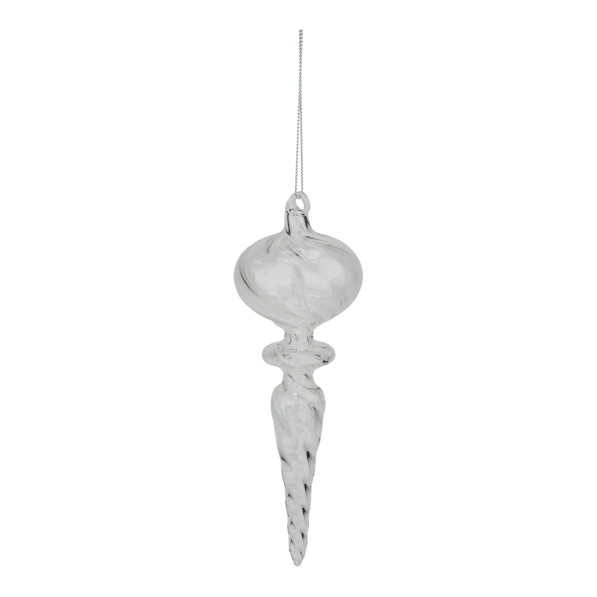18cm Clear Glass Finial Hanging - Seasonal Decor