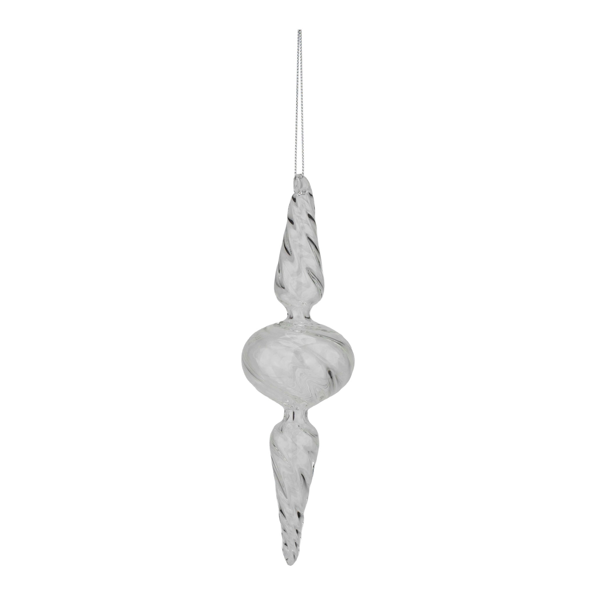 19cm Clear Glass Finial Hanging - Seasonal Decor