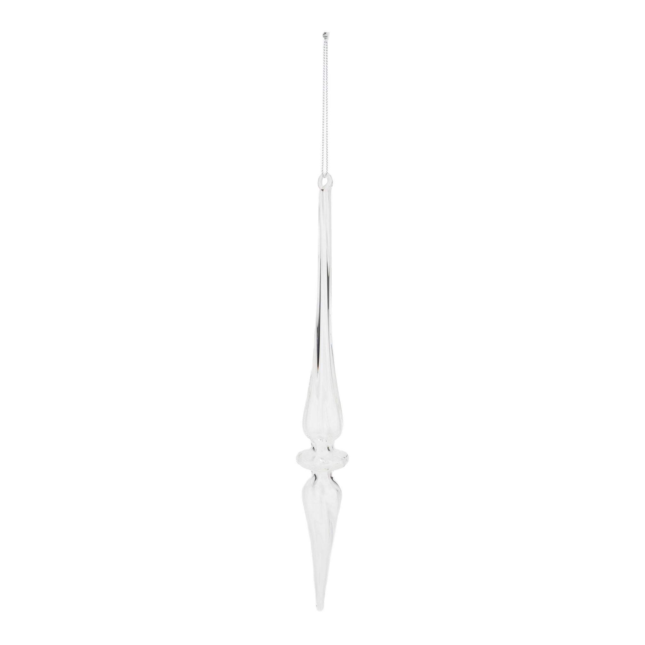 28cm Clear Glass Finial Hanging - Seasonal Decor