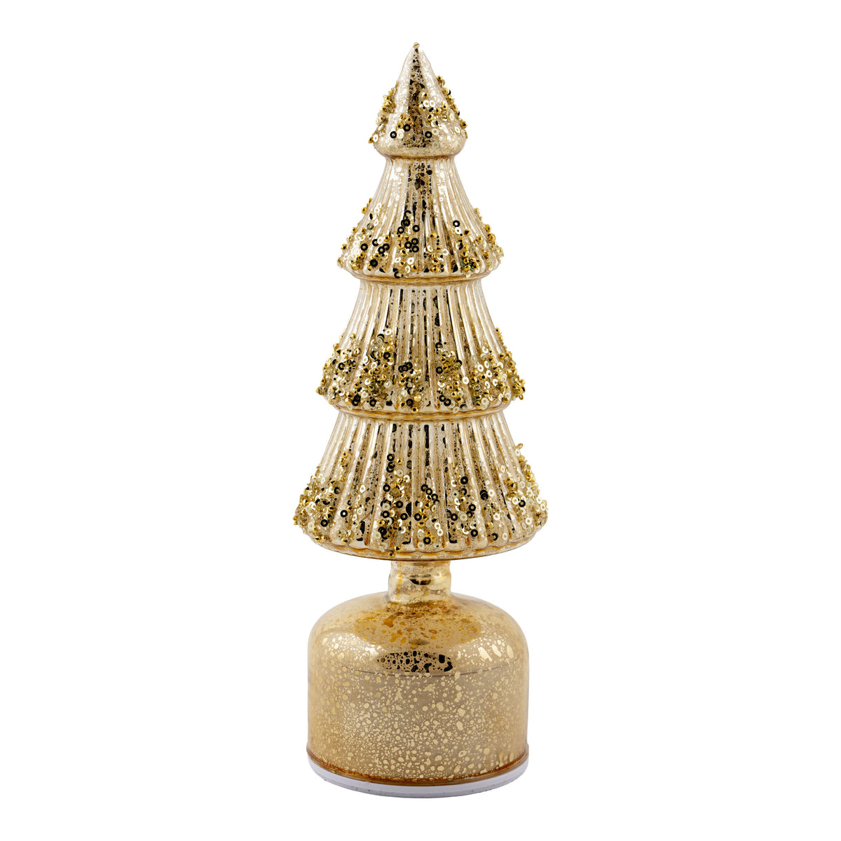 30cm Antique Gold Glass LED Tree - Seasonal Decor