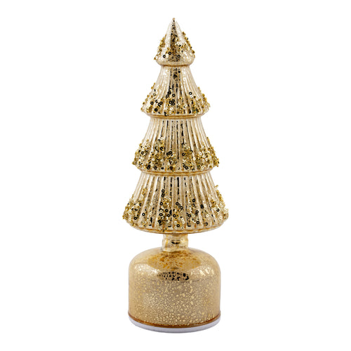 30cm Antique Gold Glass LED Tree - Seasonal Decor