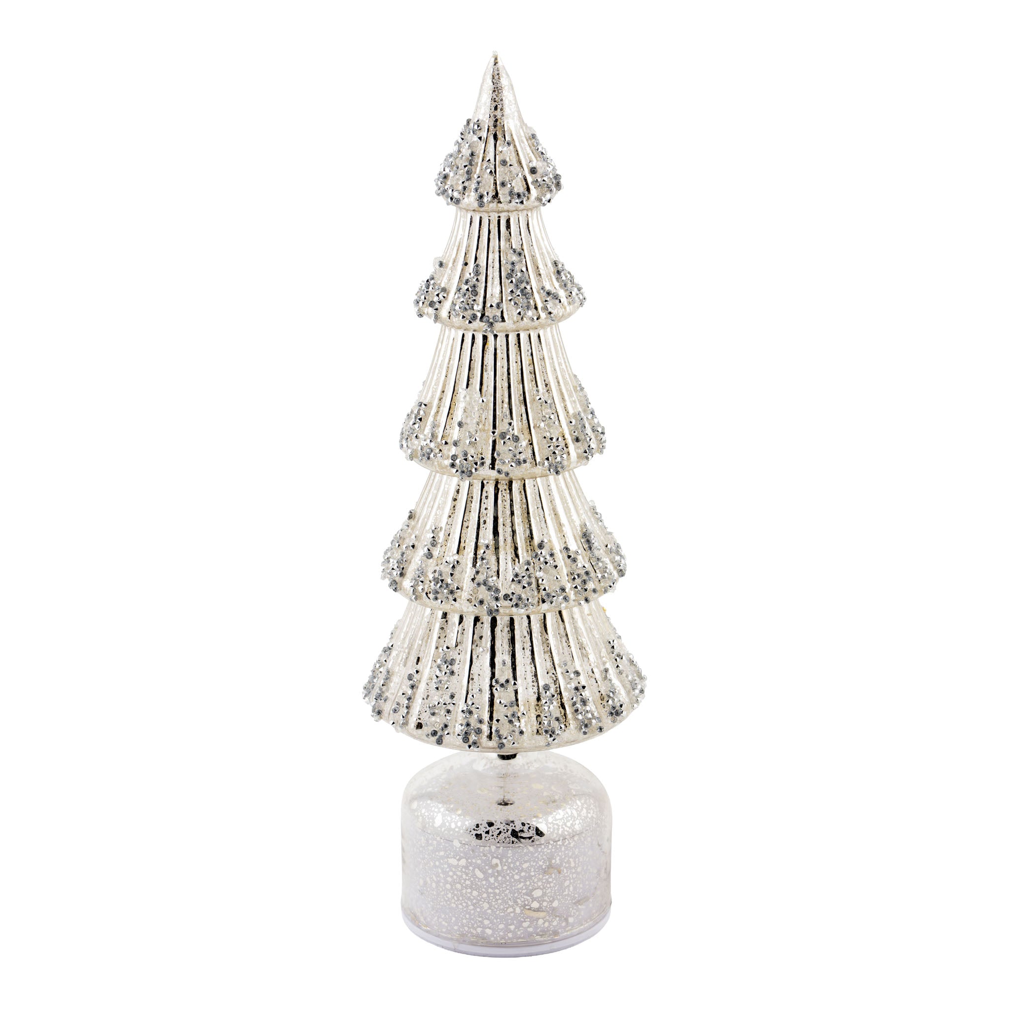 37cm Antique Silver Glass LED Tree - Seasonal Decor