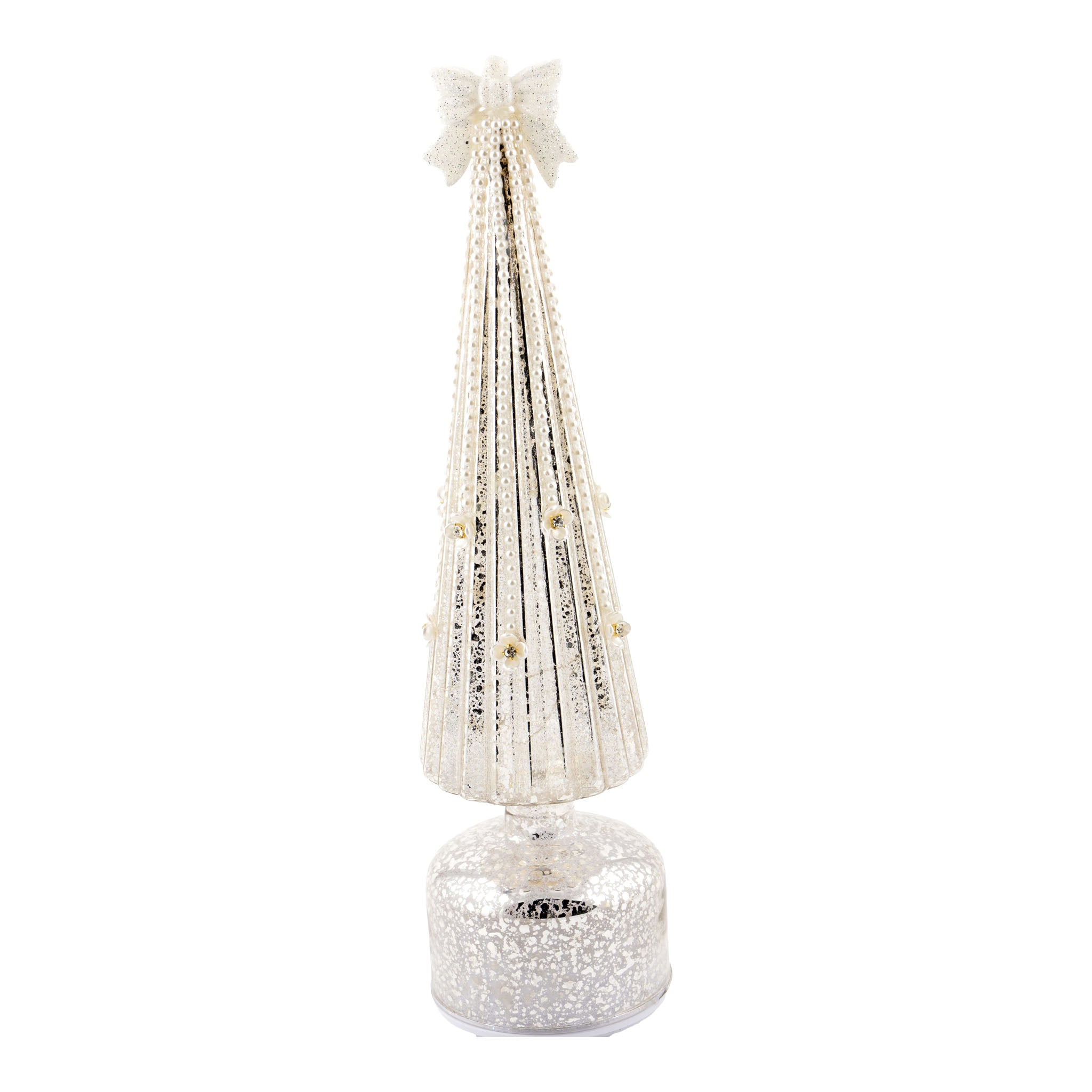 36cm Antique Silver Glass LED Tree - Seasonal Decor