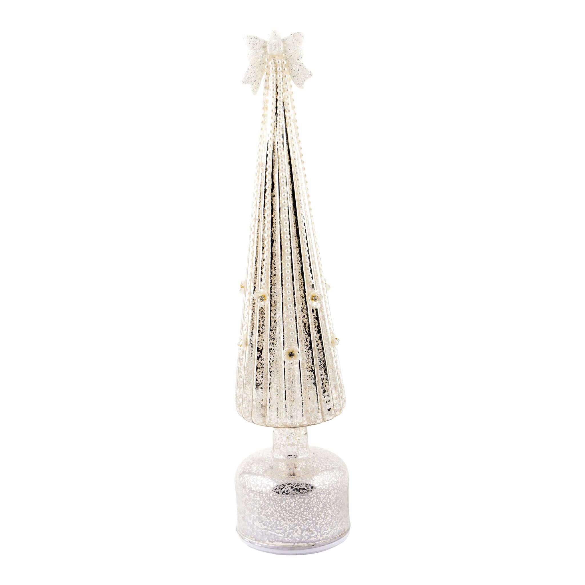 40cm Antique Silver Glass LED Tree - Seasonal Decor