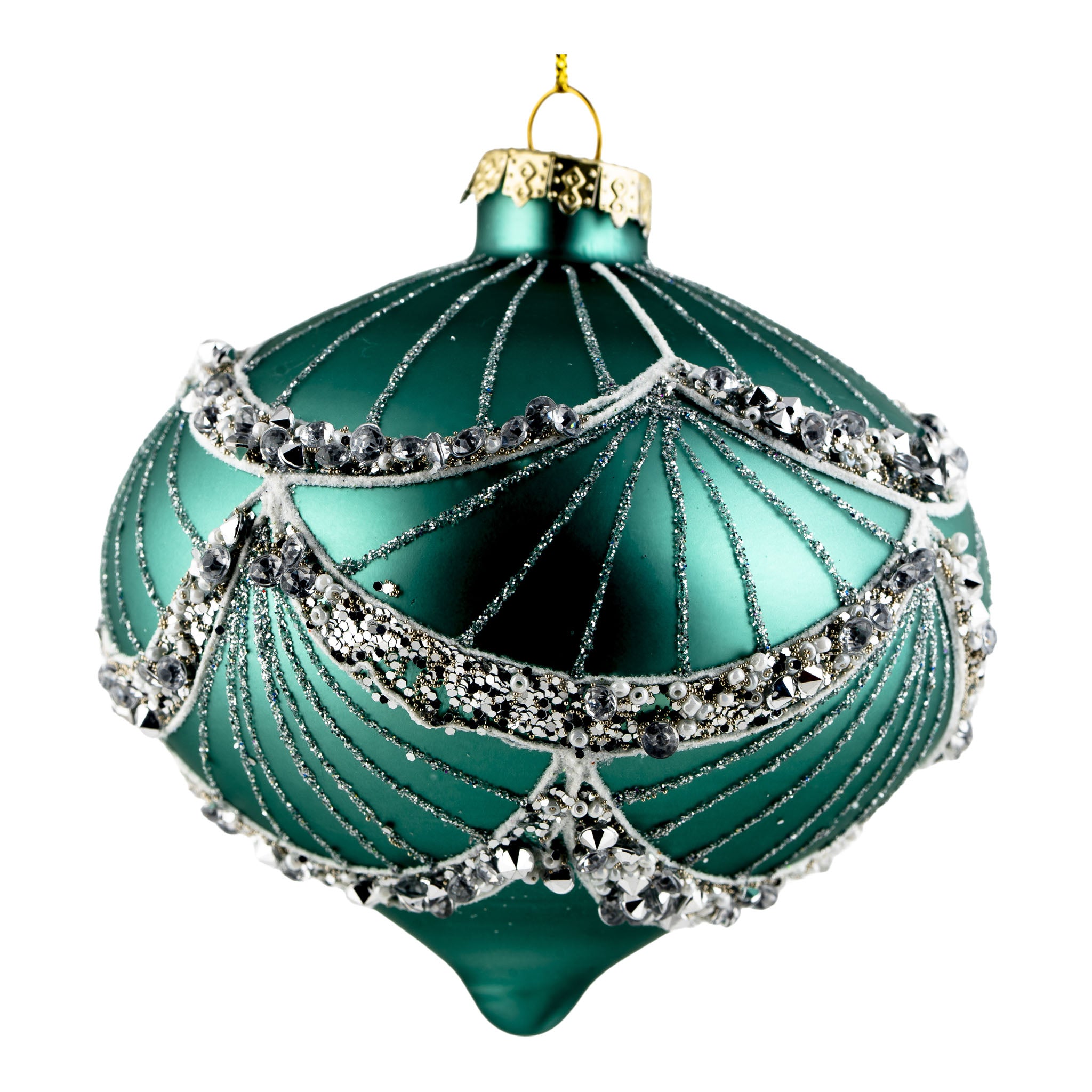 10cm Mint Green Encrusted Swag Drop Hanging - Seasonal Decor