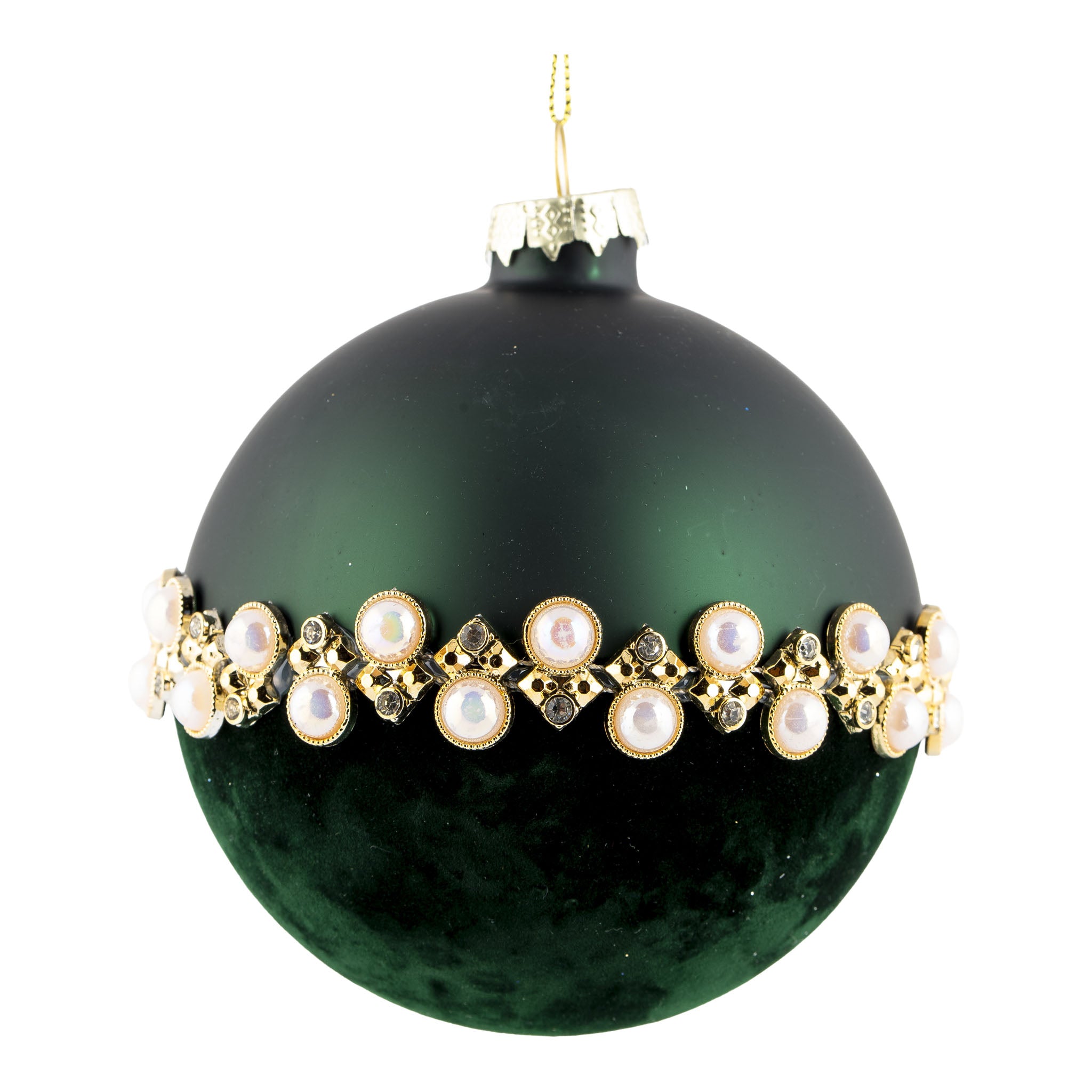 10cm Green Pearl Ball Hanging - Seasonal Decor
