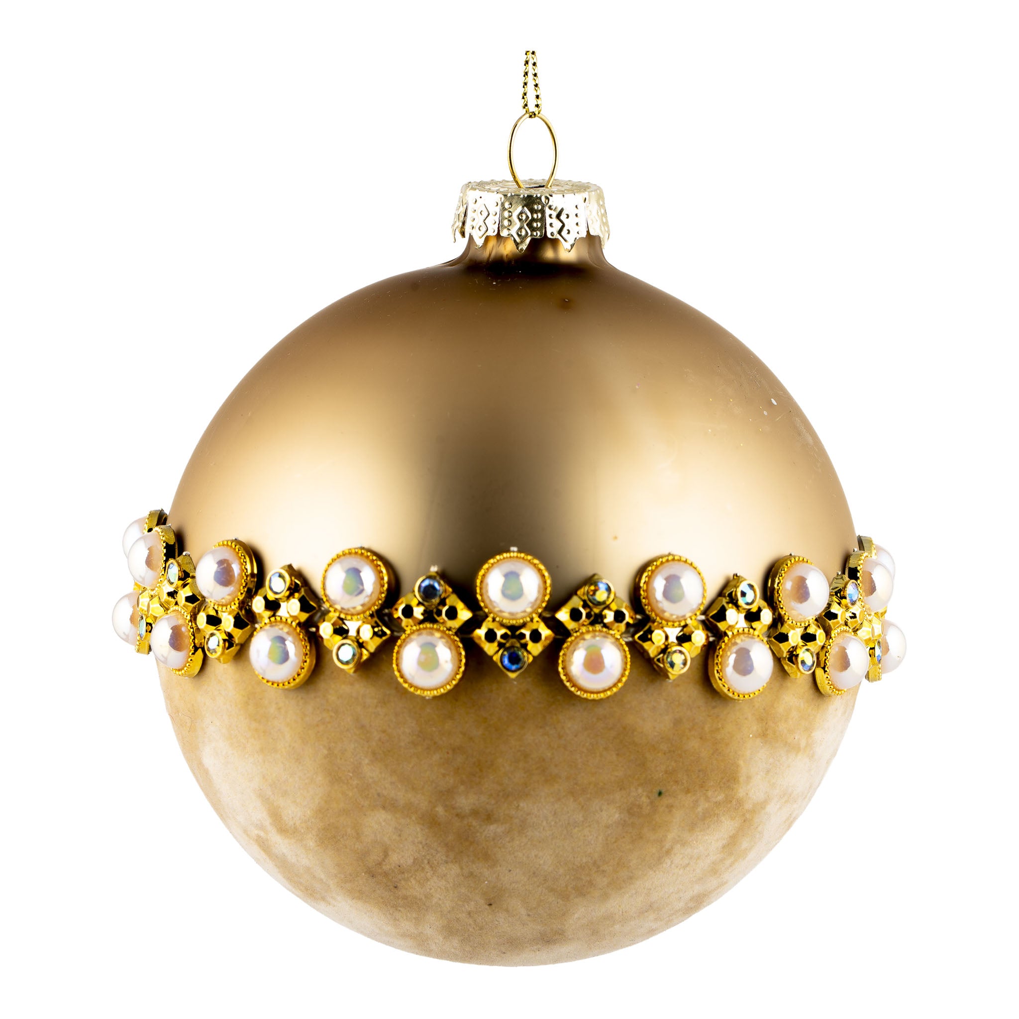 10cm Champagne Pearl Ball Hanging - Seasonal Decor