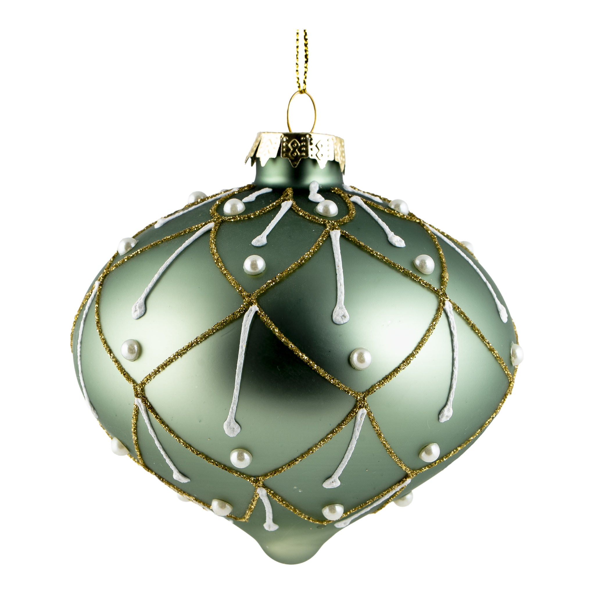 10cm Green Starburst Drop Hanging - Seasonal Decor