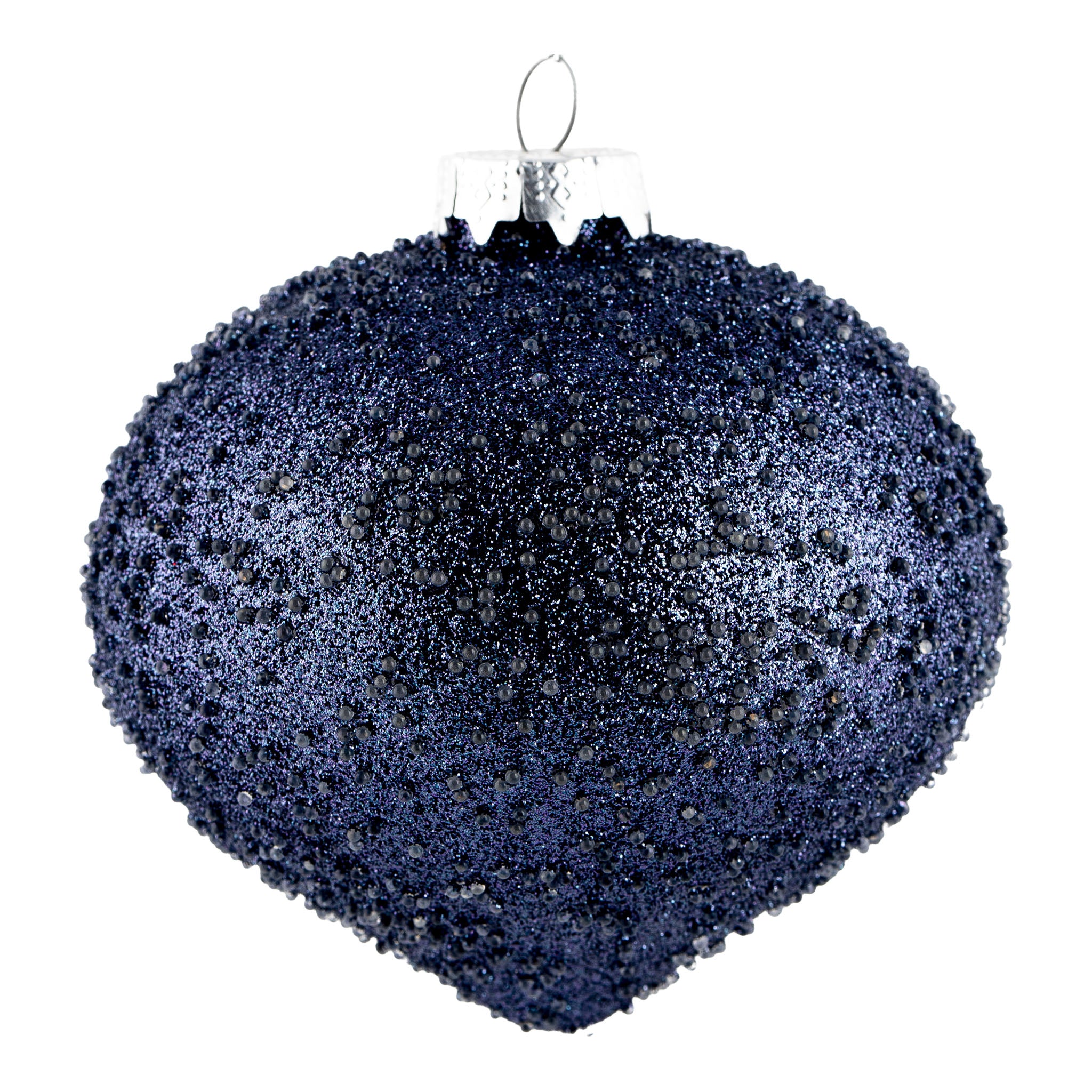 10cm Navy Encrusted Drop Hanging - Seasonal Decor
