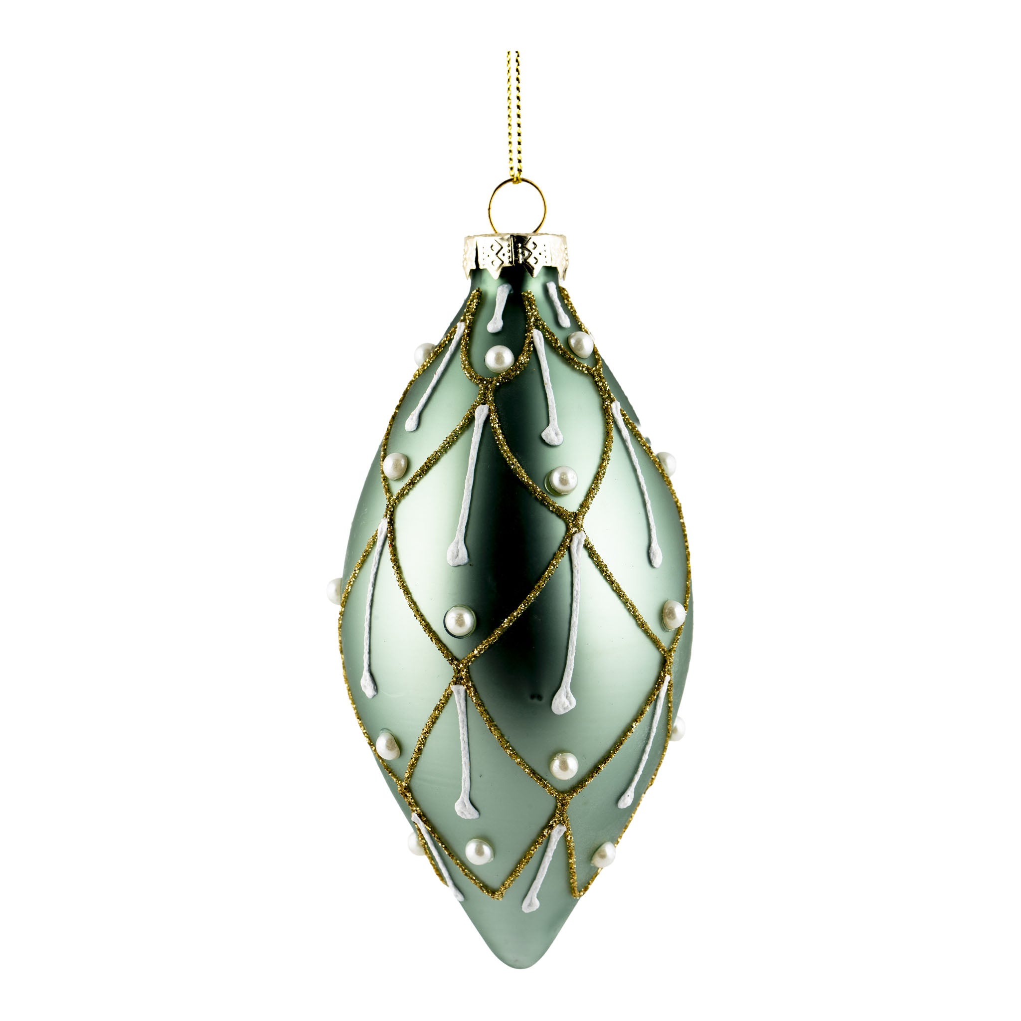 13cm Green Starburst Long Drop Hanging - Seasonal Decor