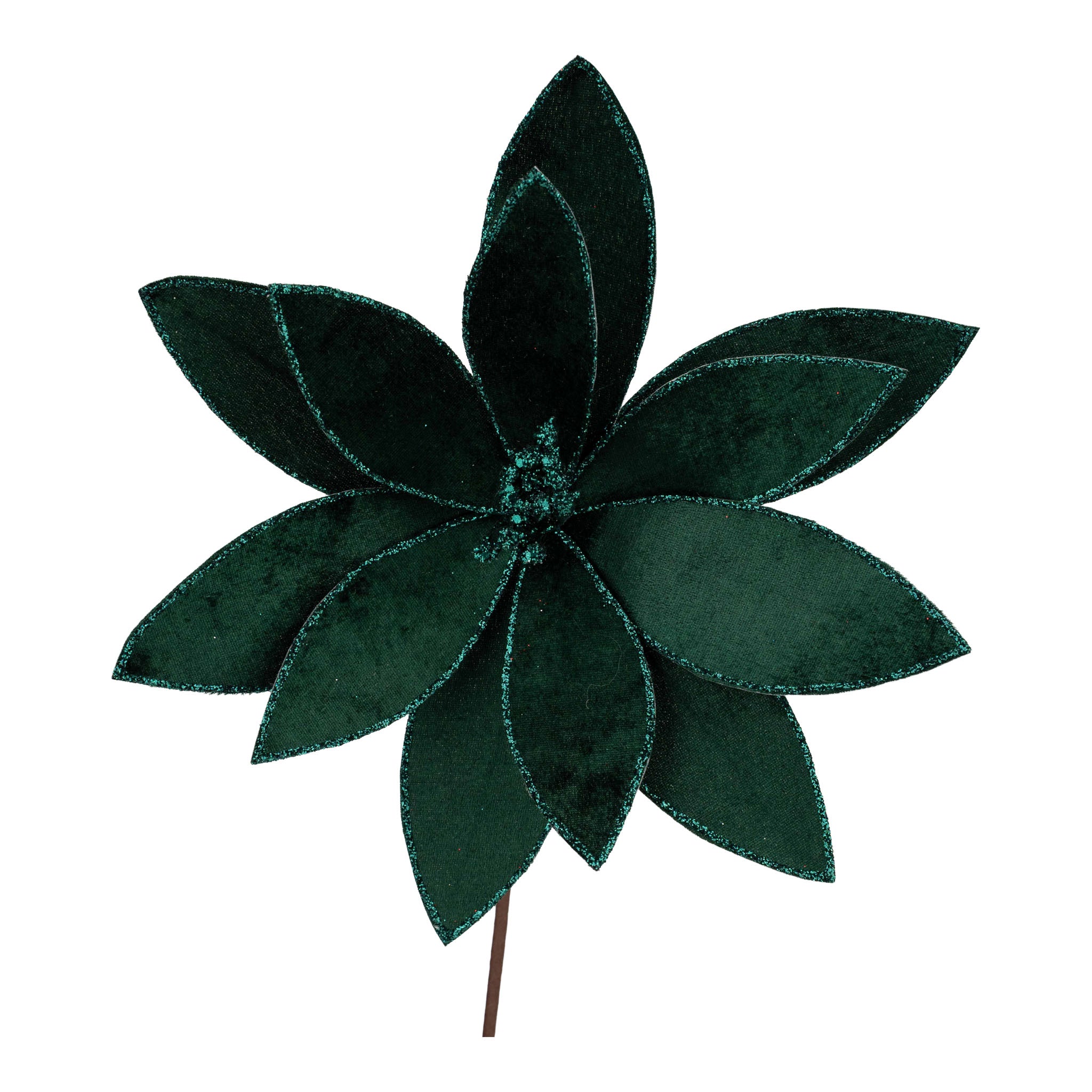 Emerald Velvet Poinsettia Flower - Seasonal Decor