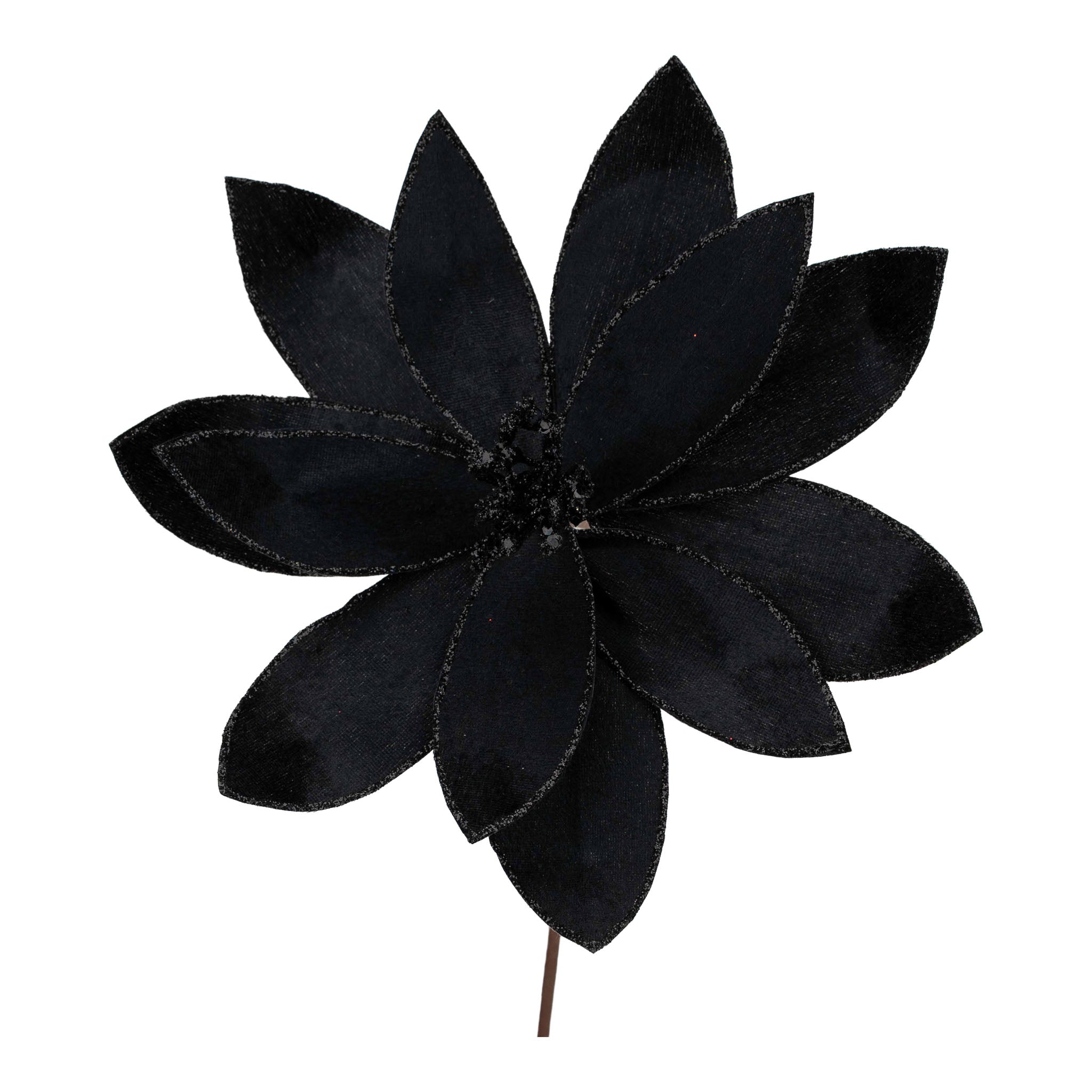 Black Velvet Poinsettia Flower - Seasonal Decor