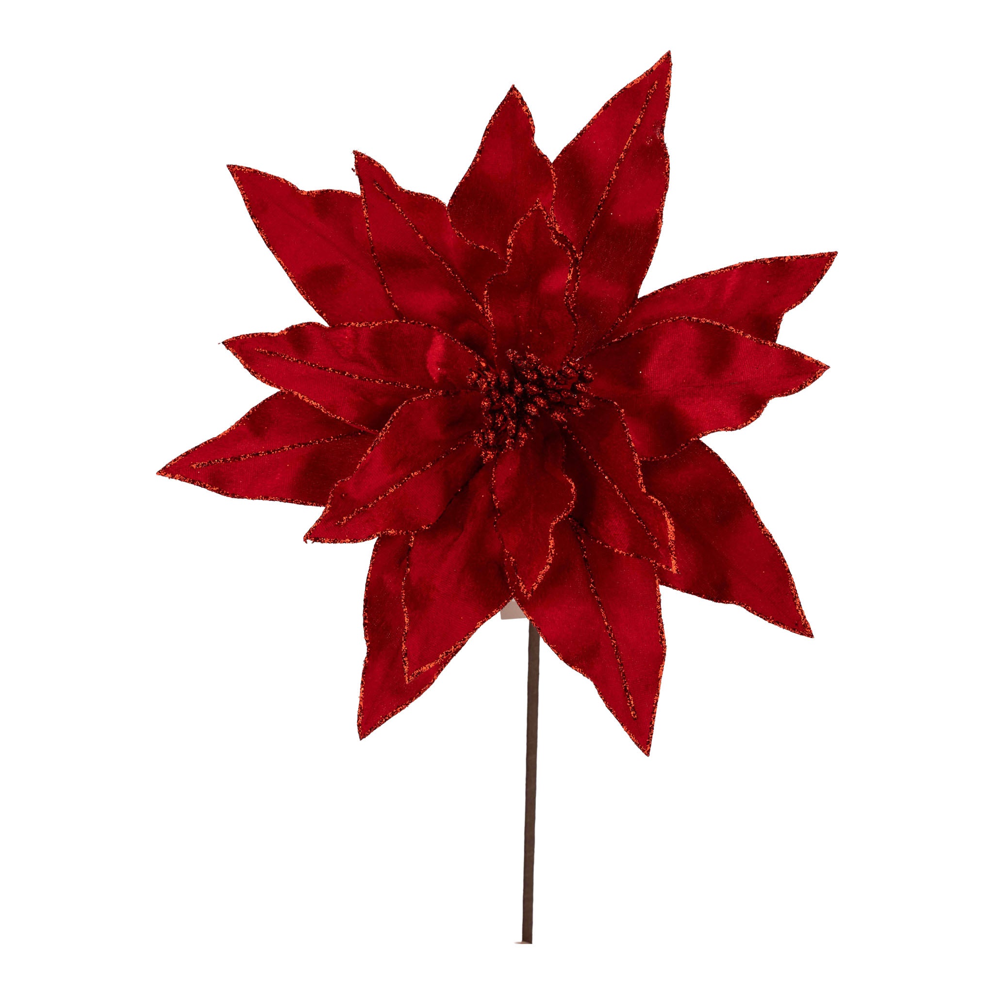 Red Champagne Trim Poinsettia Flower - Seasonal Decor