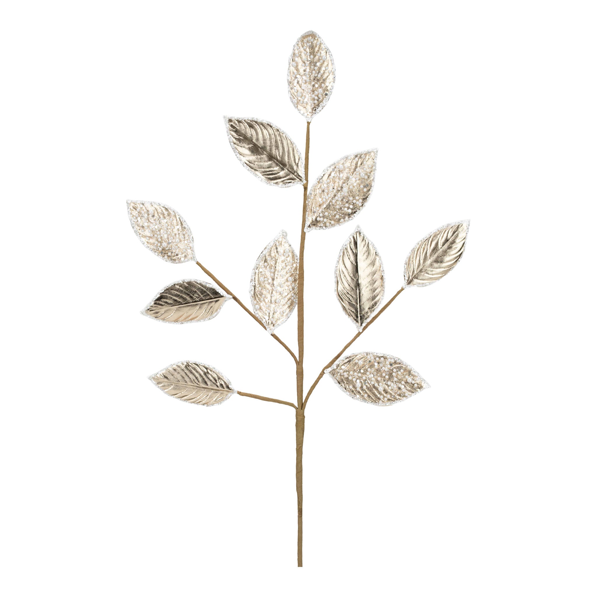 Champagne Pearl Leaf Spray - Seasonal Decor