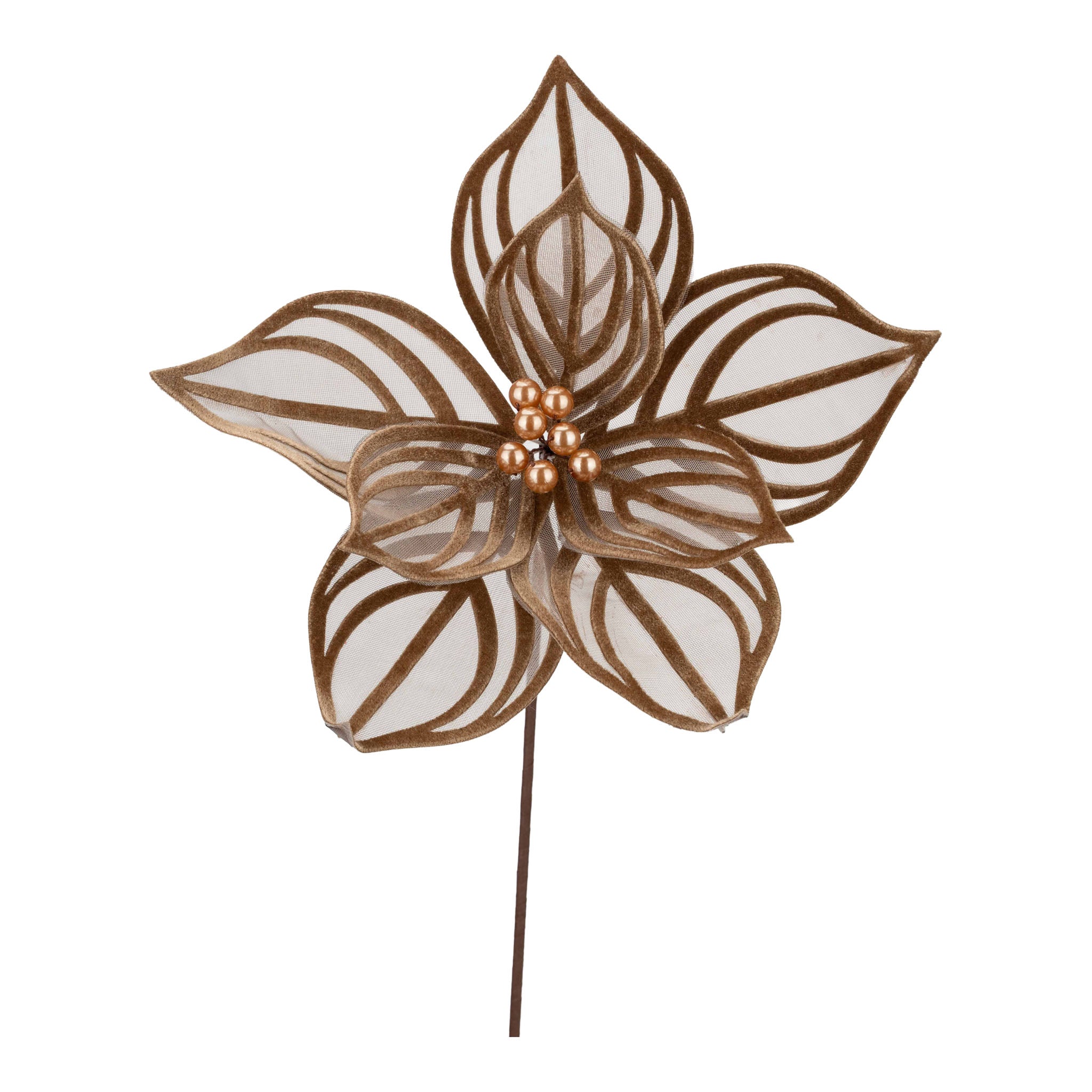 Gold Sheer Lined Flower - Seasonal Decor