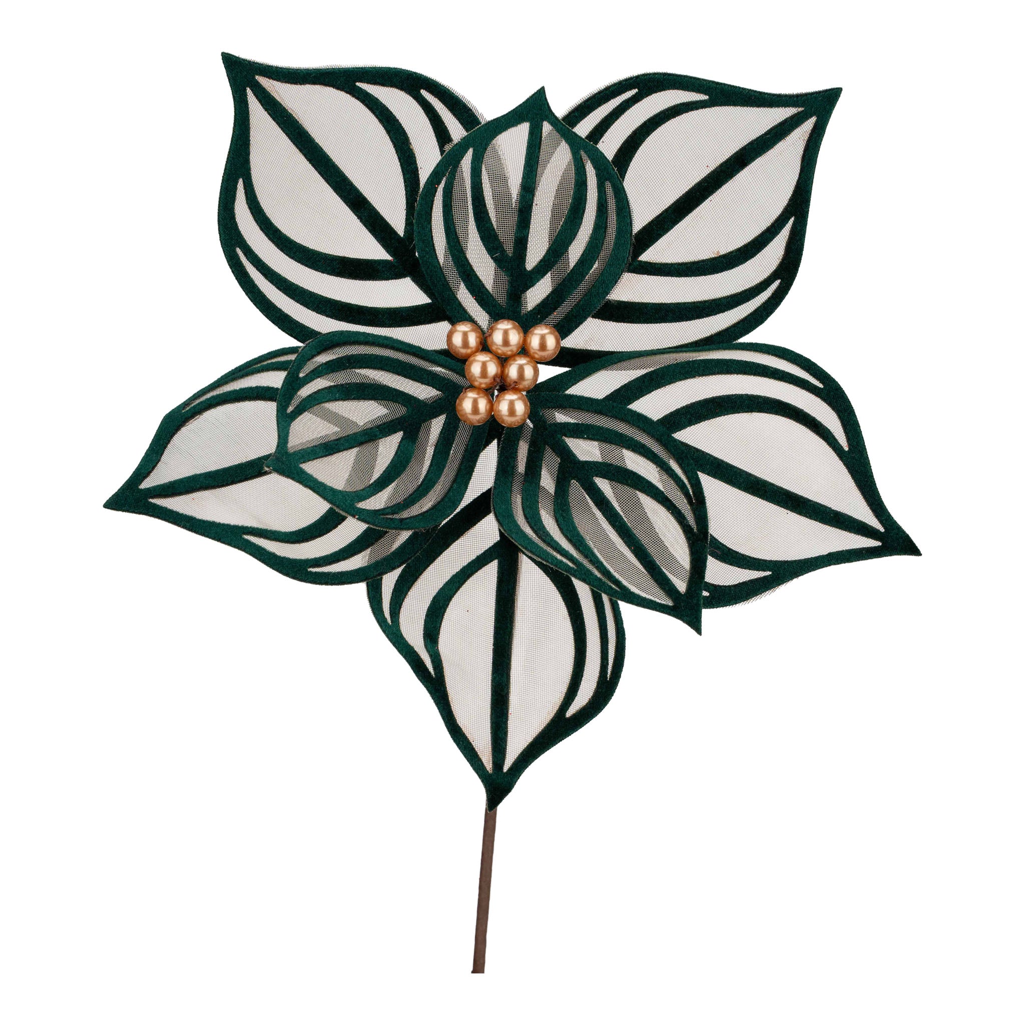 Emerald Sheer Lined Flower - Seasonal Decor