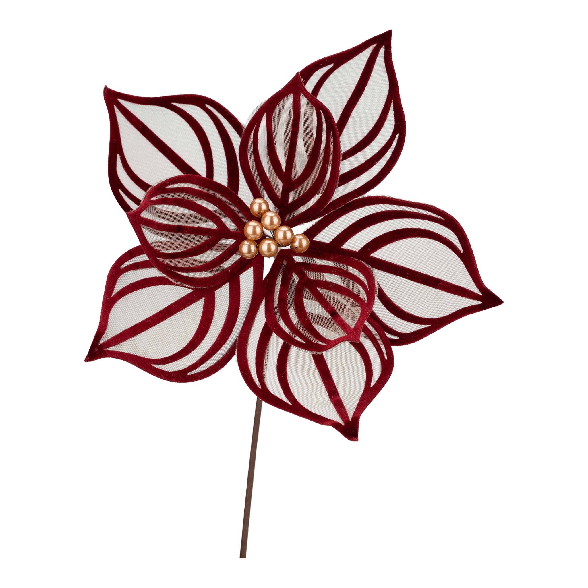 Burgundy Sheer Lined Flower - Seasonal Decor