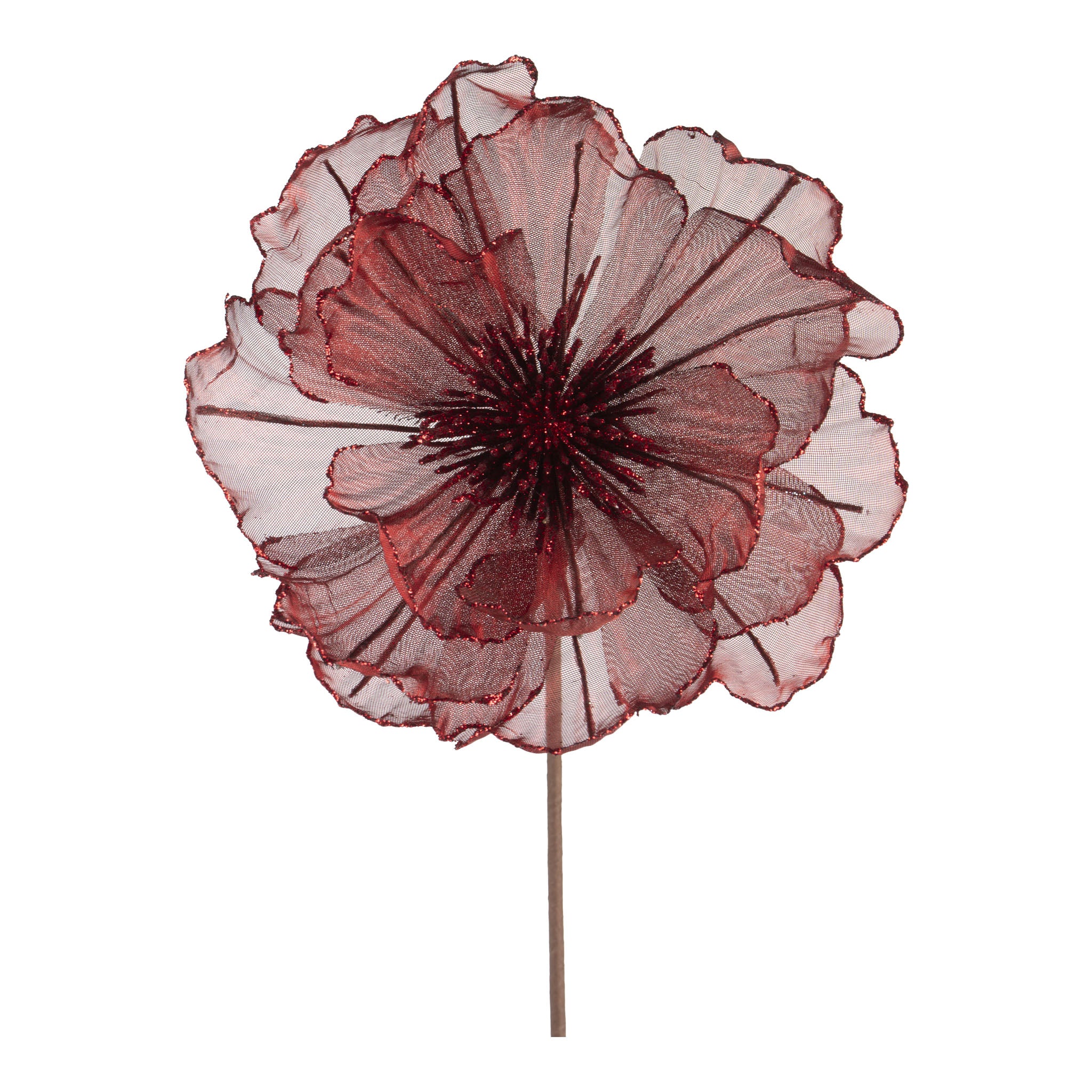 Burgundy Sheer Flower - Seasonal Decor
