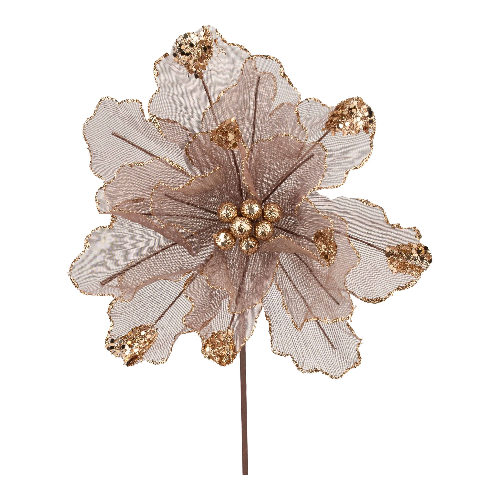 Brown Beaded Flower - Seasonal Decor