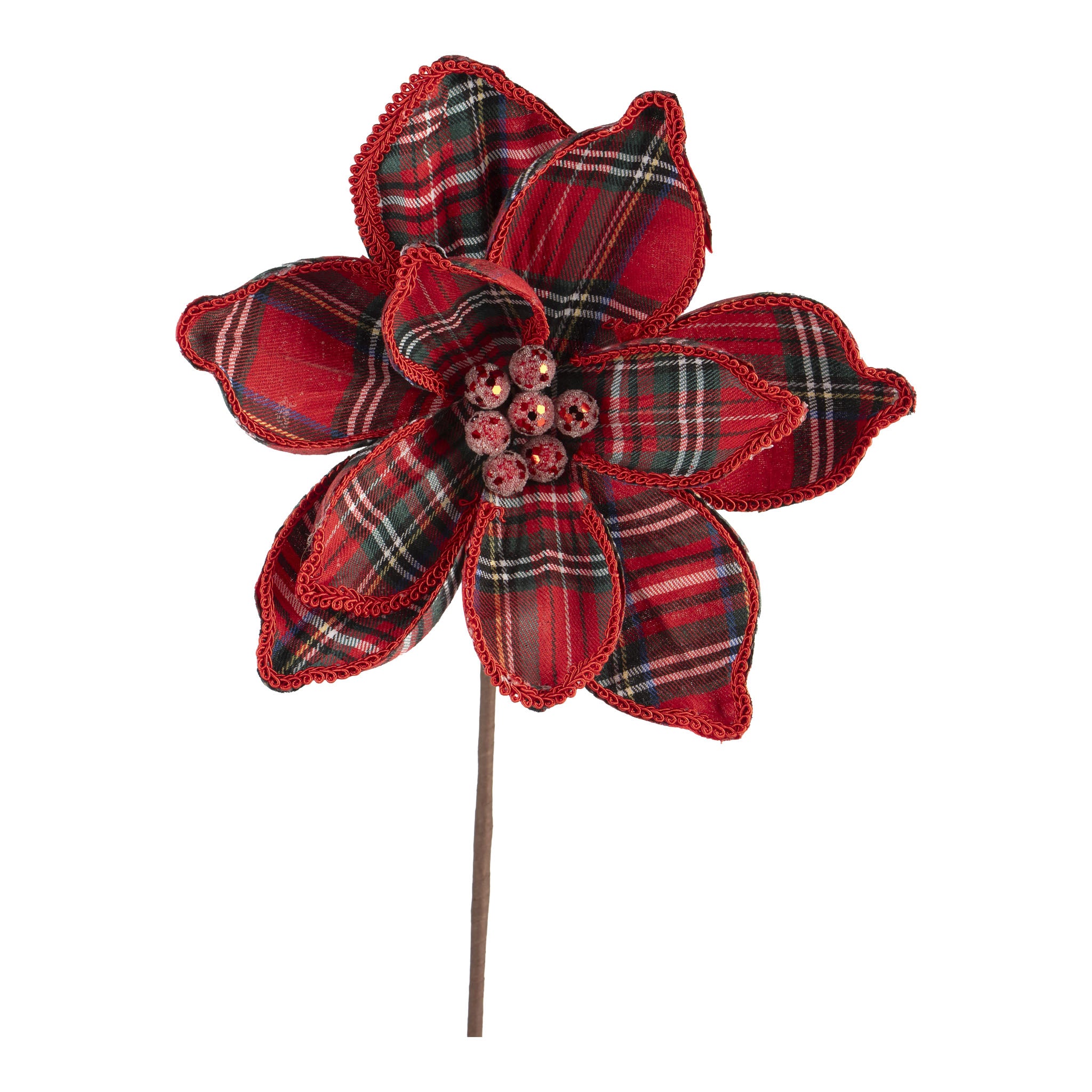 Red Tartan Magnolia Flower - Seasonal Decor