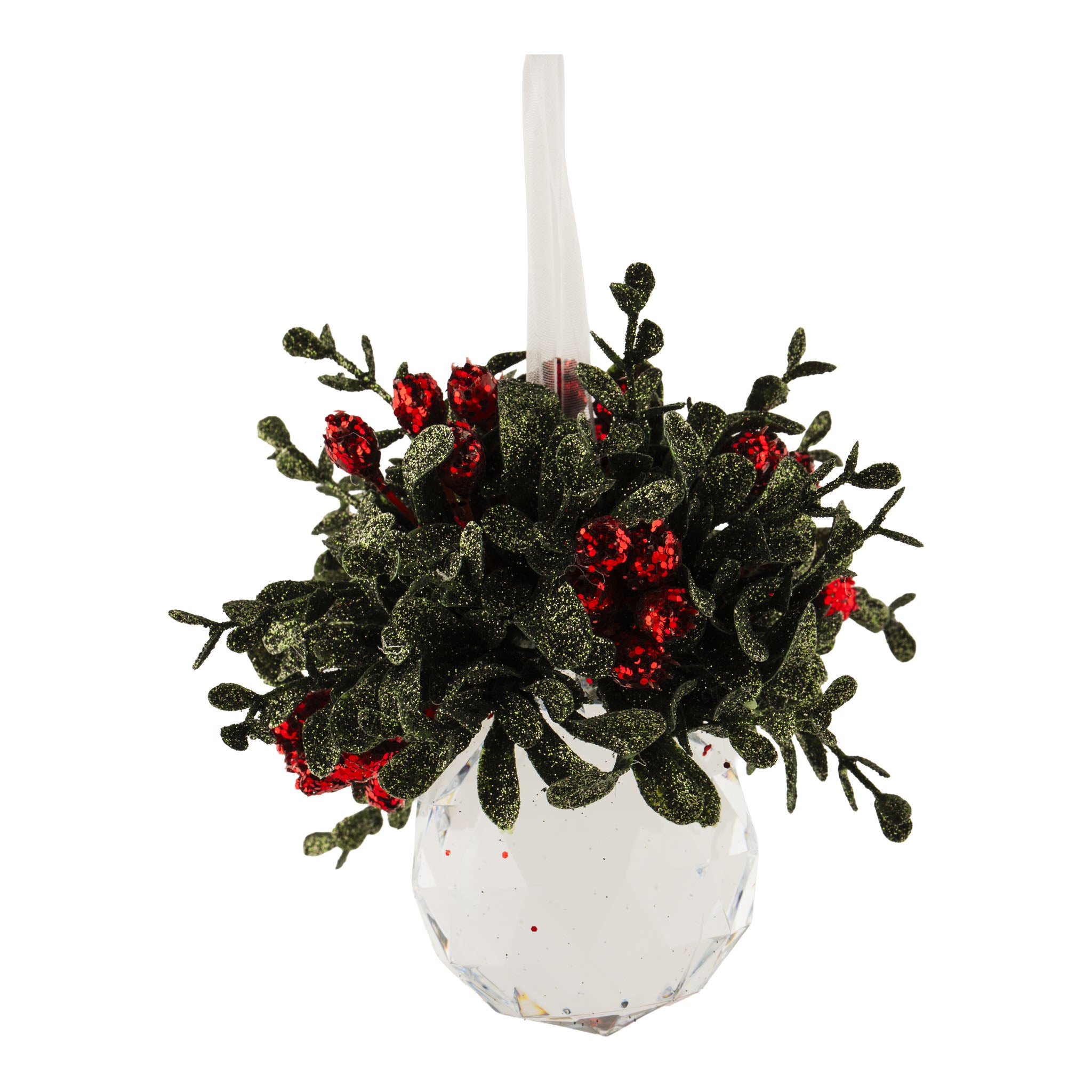 14cm Crystal Pear Mistletoe Hanging - Seasonal Decor