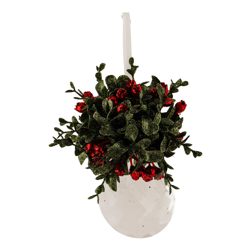 14cm Crystal Pear Mistletoe Hanging - Seasonal Decor