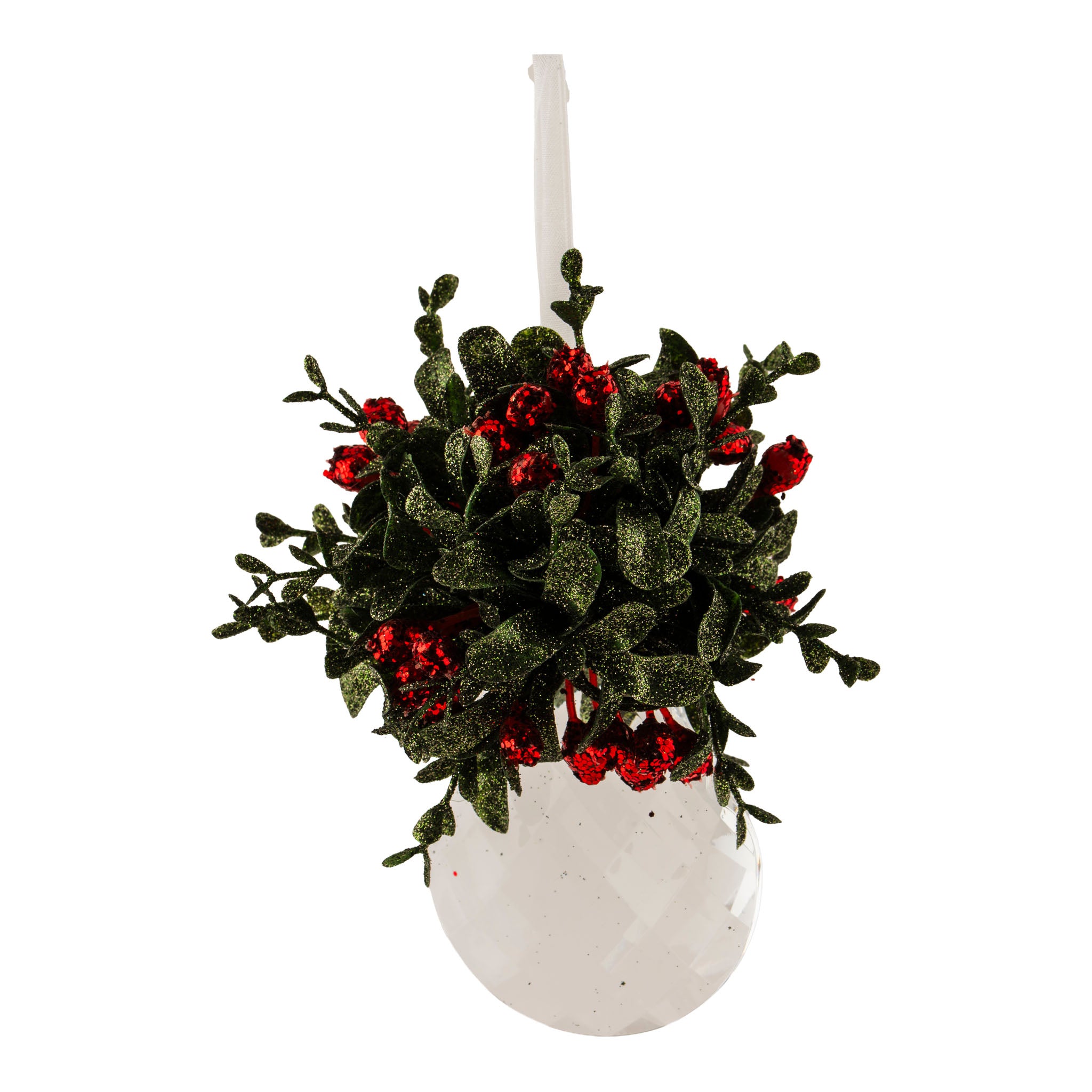 14cm Crystal Pear Mistletoe Hanging - Seasonal Decor