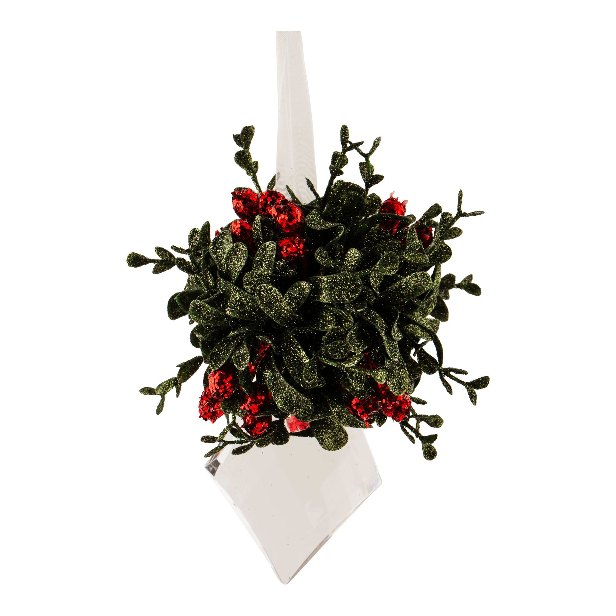 15cm Crystal Diamond Mistletoe Hanging - Seasonal Decor