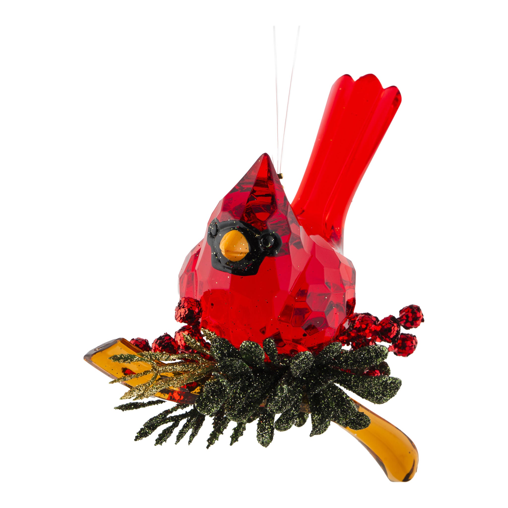 10cm Red Cardinal Crystal on Branch Crystal - Seasonal Decor