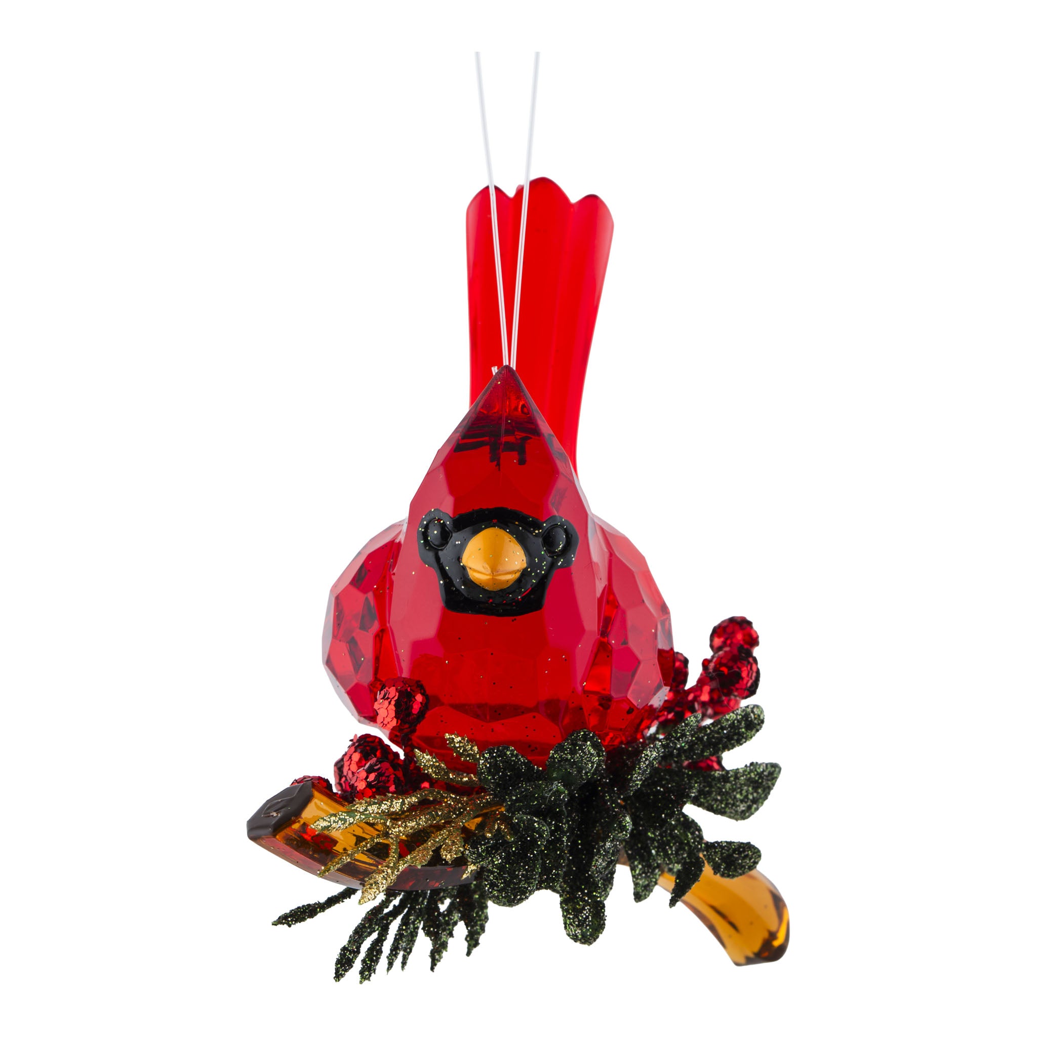 10cm Red Cardinal Crystal on Branch Crystal - Seasonal Decor