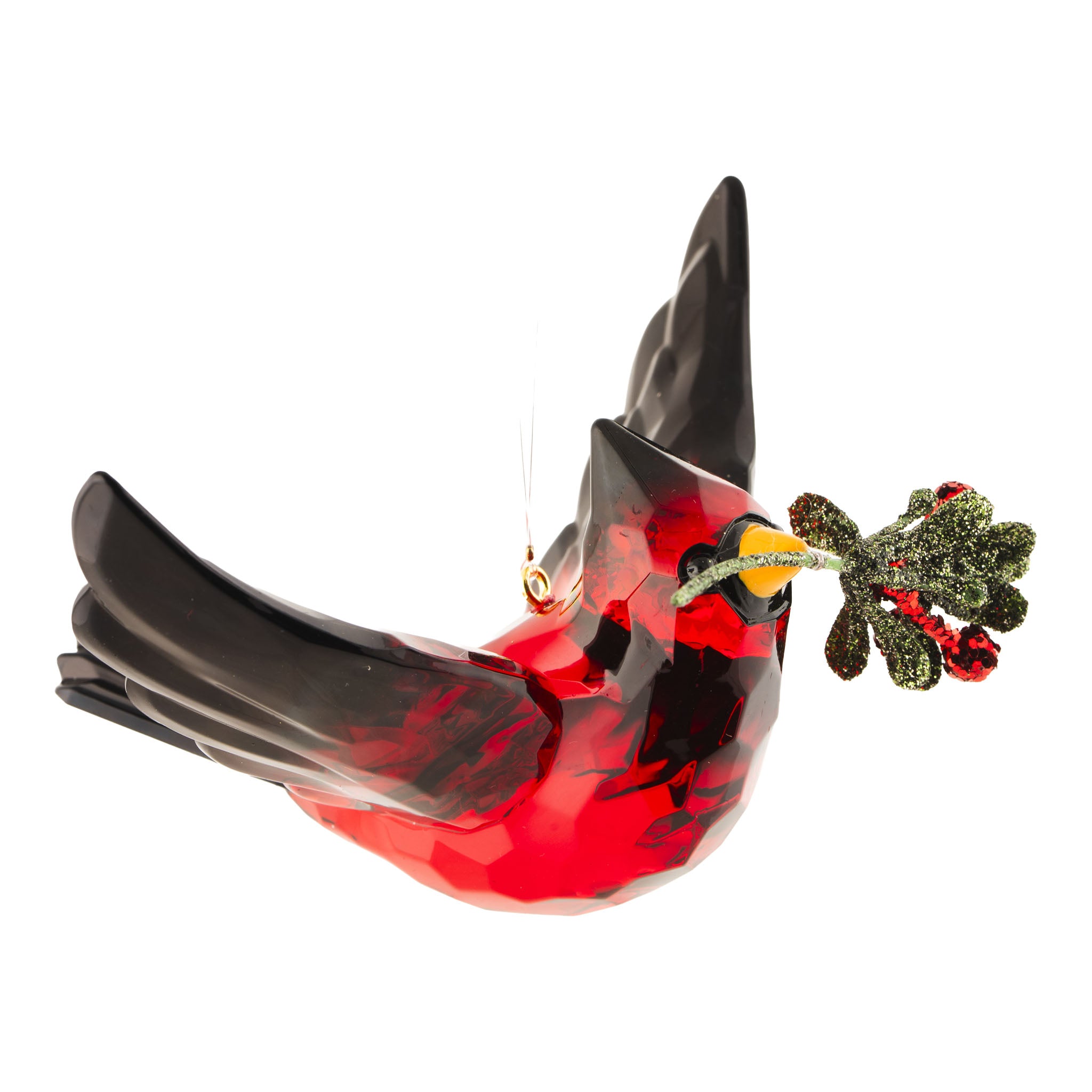 8cm Red Crystal Cardinal Hanging - Seasonal Decor