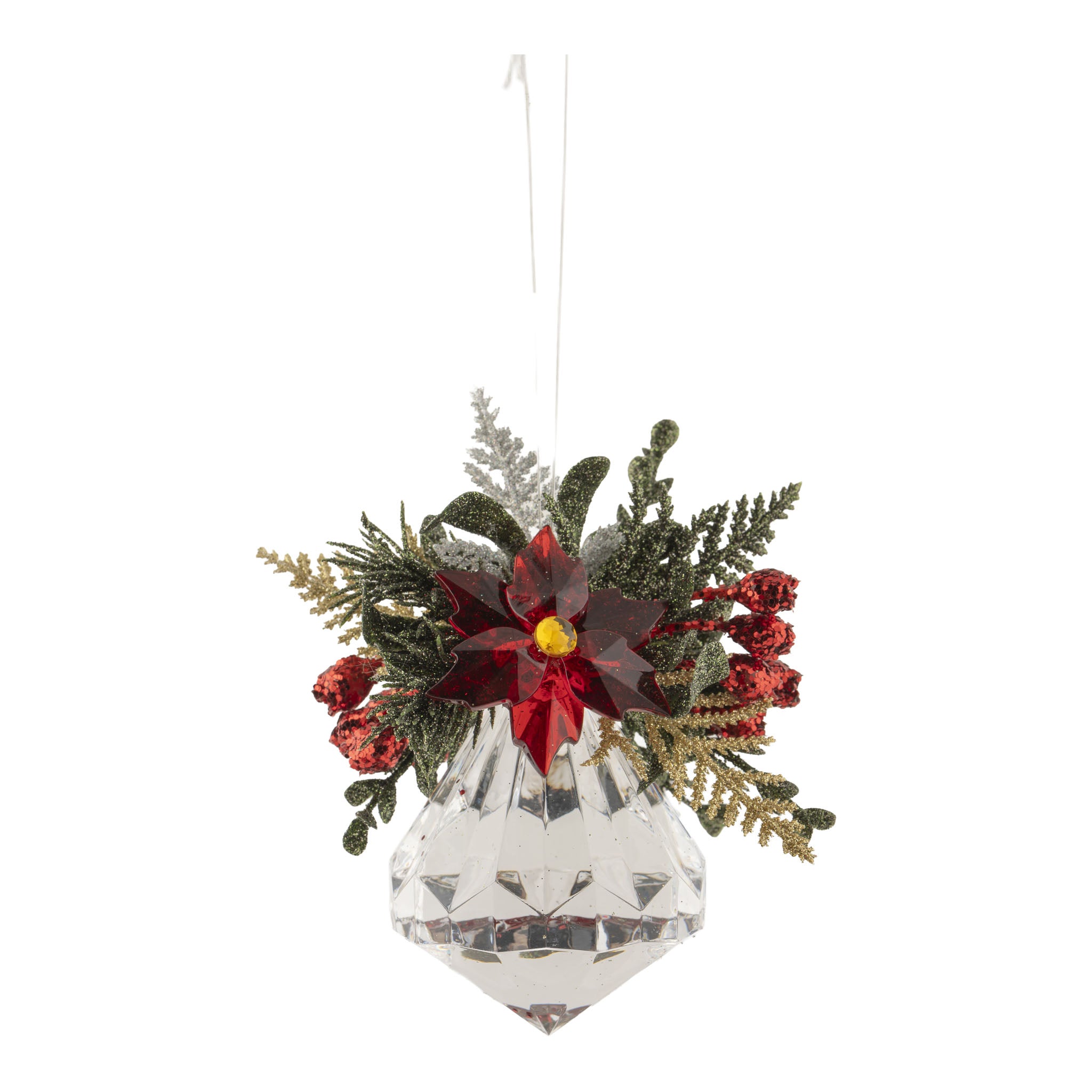 13cm Crystal Jewel Poinsettia Hanging - Seasonal Decor
