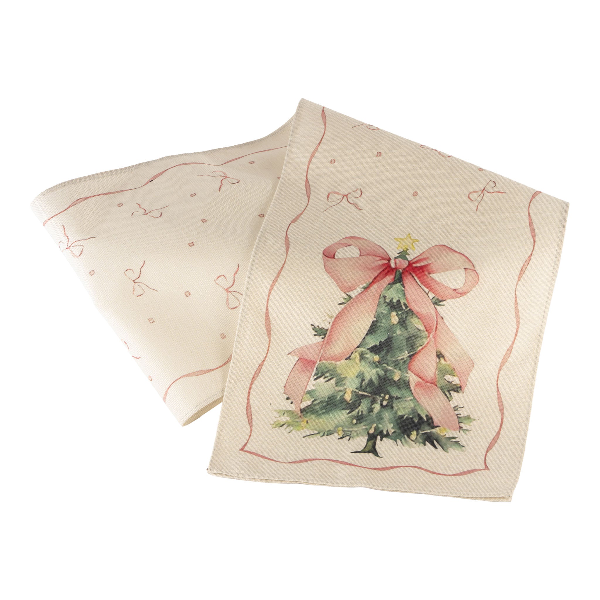 Pink Bow on Tree Table Runner - Seasonal Decor