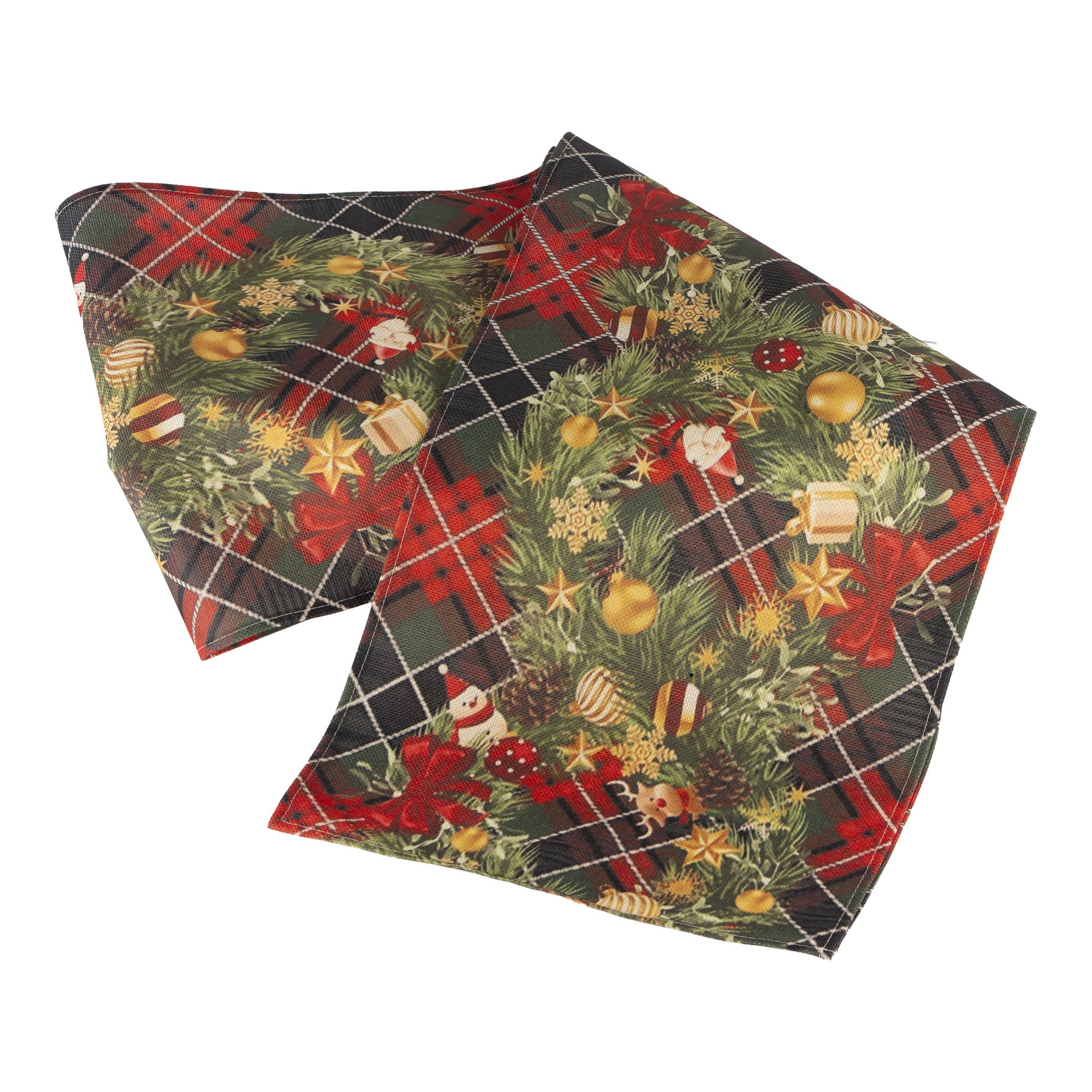 Tartan Wreath Table Runner - Seasonal Decor