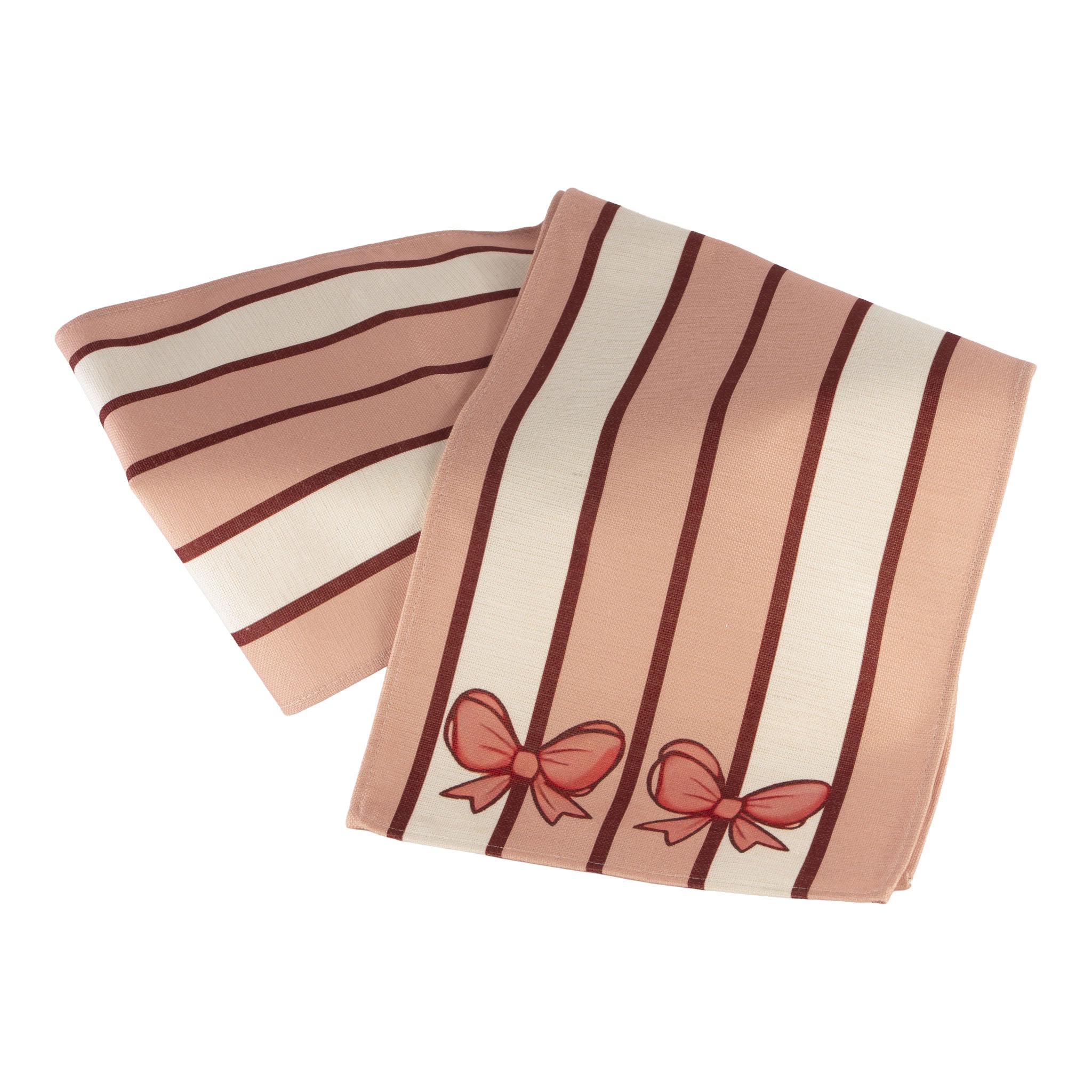 Deluxe Pink Bow Striped Table Runner - Seasonal Decor