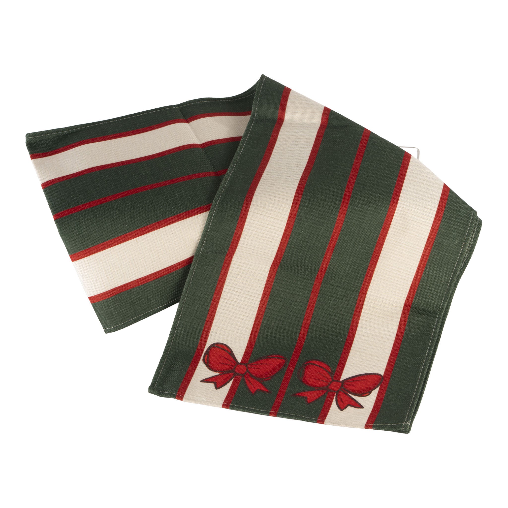 Deluxe Red Bow Striped Table Runner - Seasonal Decor